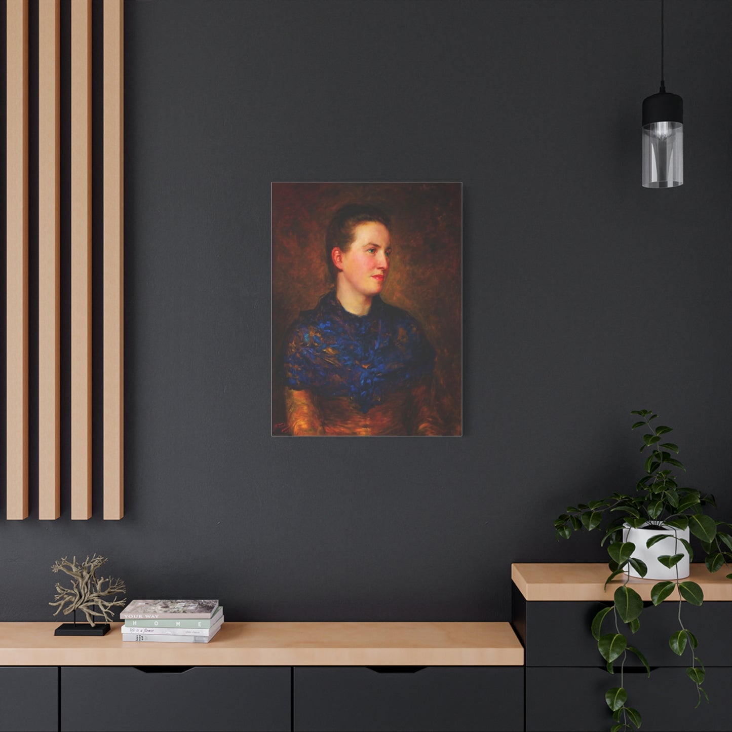 Portrait Canvas Print — Vintage Woman Oil Painting on Stretched Matte Canvas