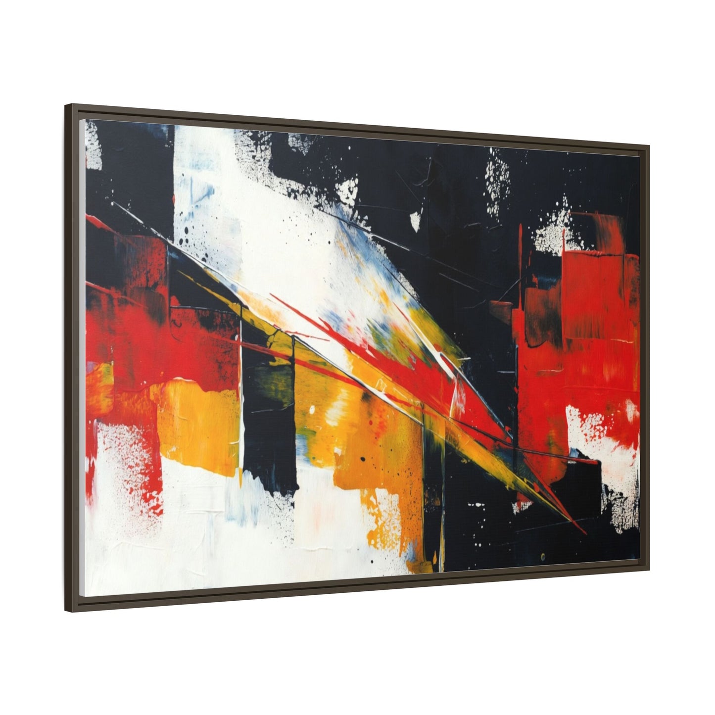 Abstract Red & Black Framed Canvas Print — Modern Geometric Wall Art