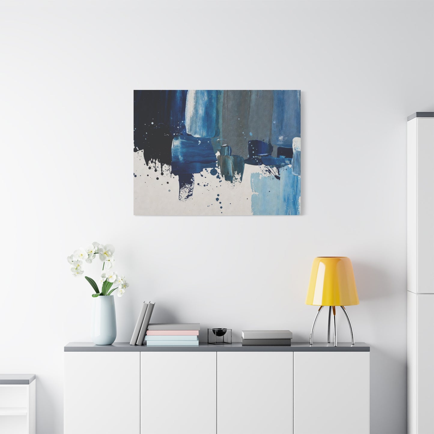 Blue Abstract Canvas Wall Art – Modern Matte Stretched Canvas