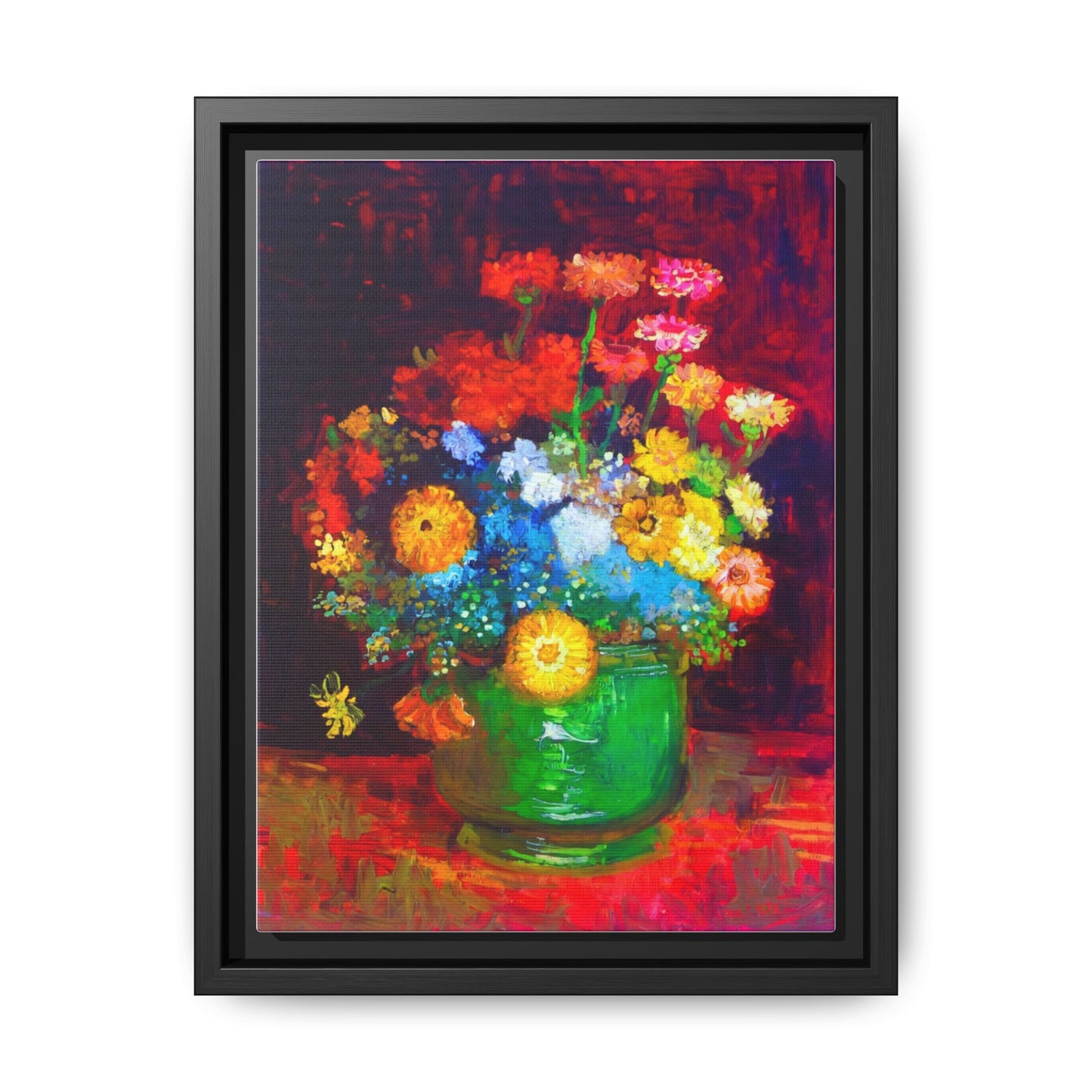 Framed Floral Canvas Print — Colorful Bouquet Wall Art