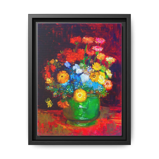 Framed Floral Canvas Print — Colorful Bouquet Wall Art