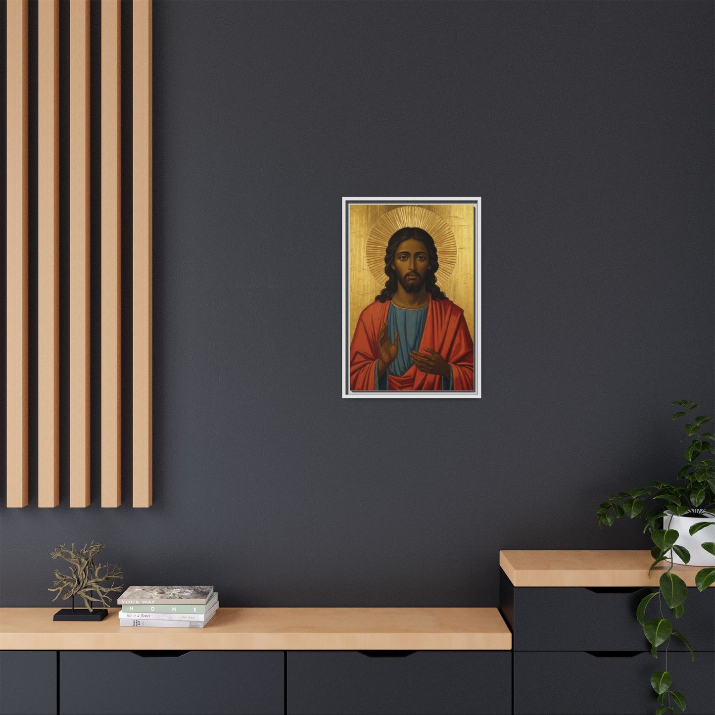 Framed Orthodox Christ Icon Matte Canvas — Religious Wall Art for Home, Church, or Prayer Corner