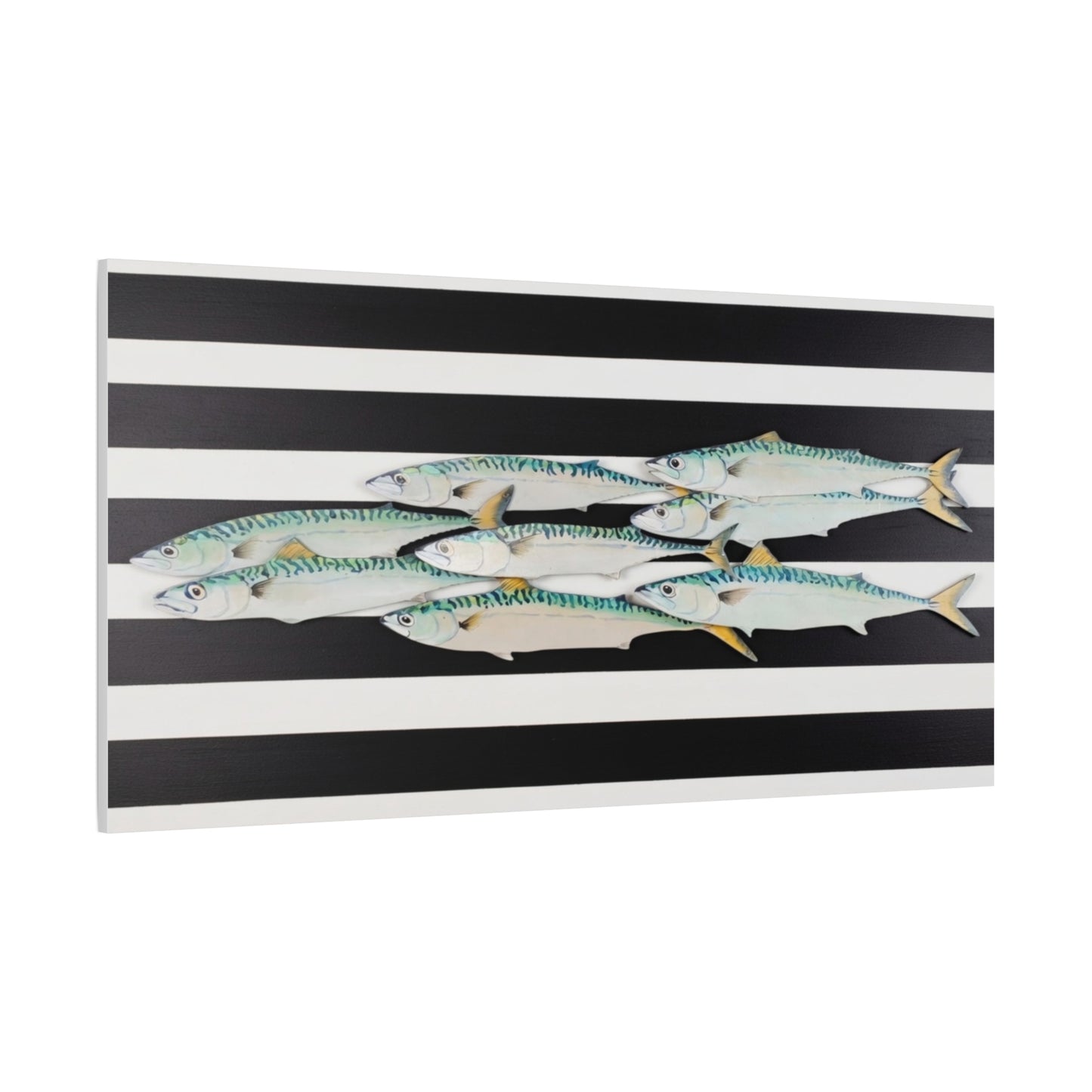 Striped Mackerel School Matte Canvas Print