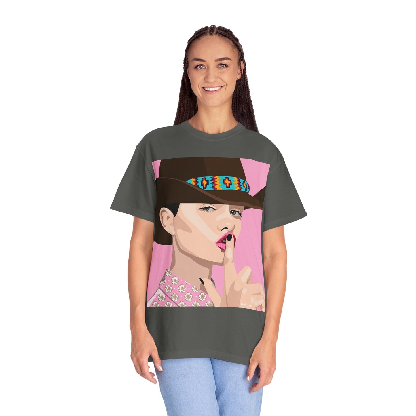 Cowgirl Pop Art T-Shirt — Pink 'Shh' Graphic Tee