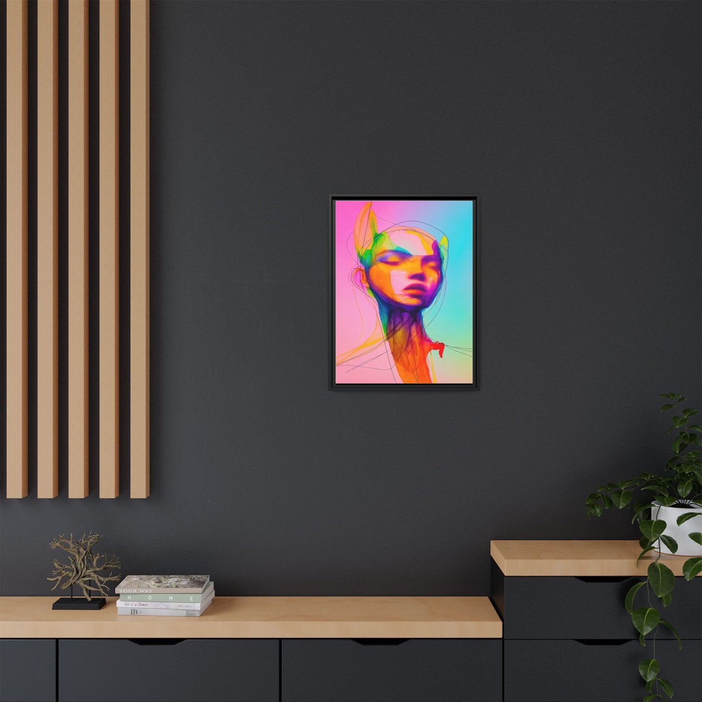 Framed Matte Canvas Art — Vibrant Abstract Portrait Wall Print