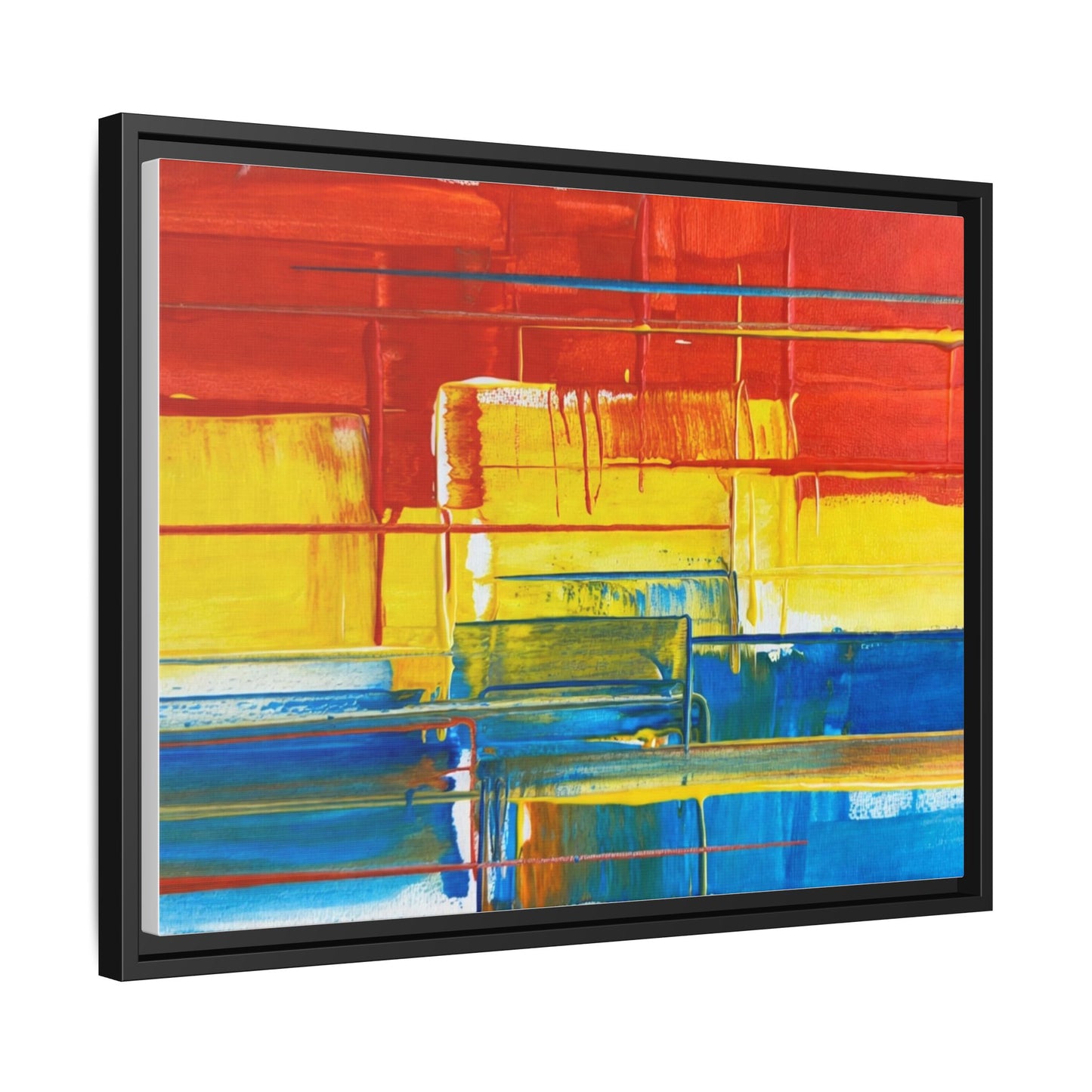 Abstract Multi-Color Framed Canvas Art — Modern Geometric Wall Decor