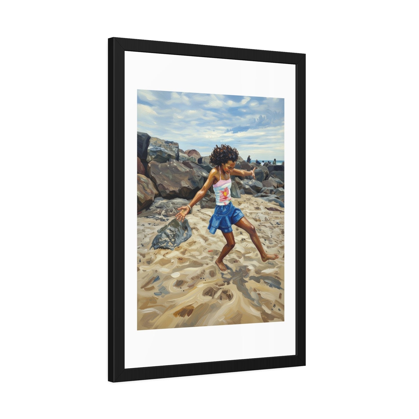 Framed Poster - Joyful Beach Dance Art Print