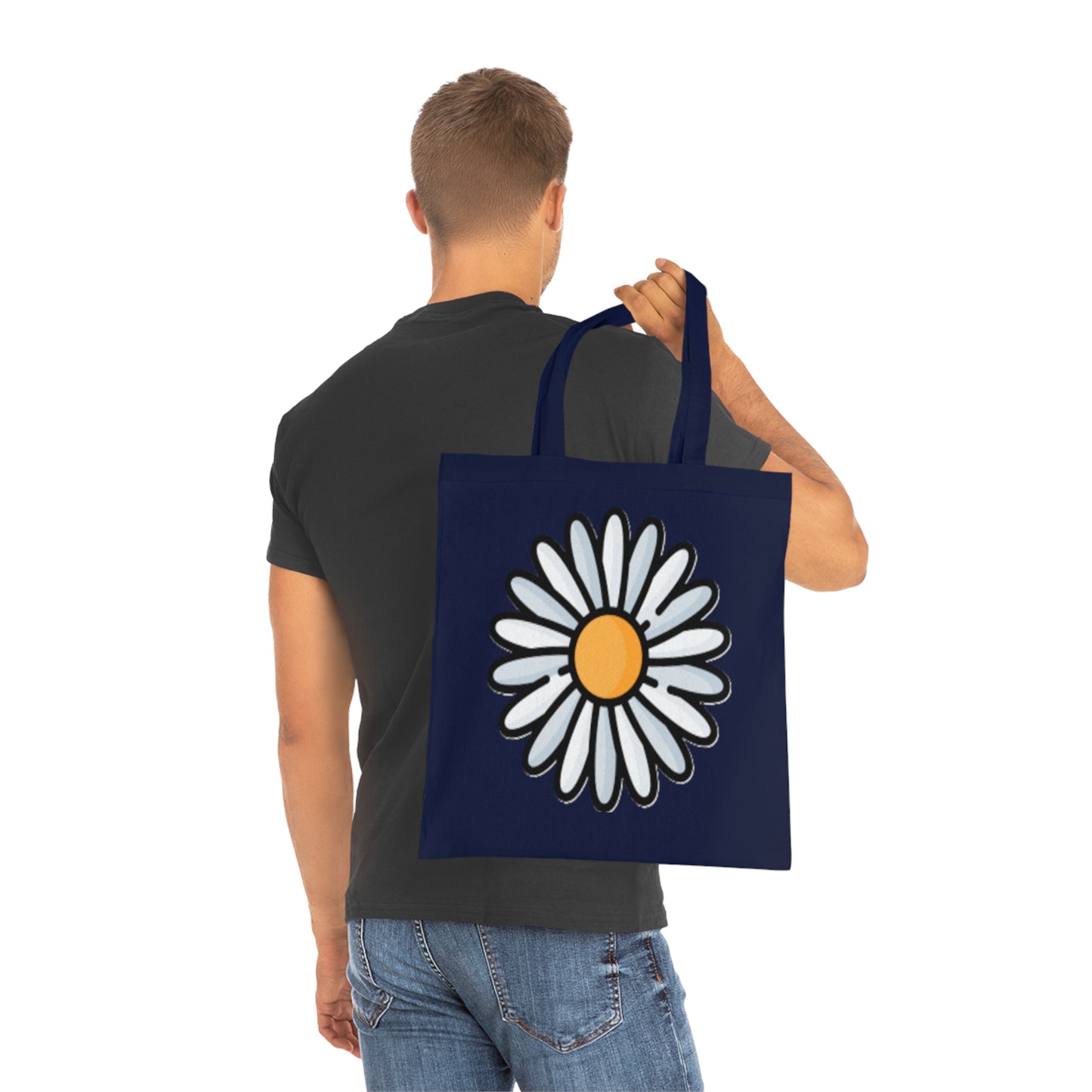 Daisy Print Cotton Tote Bag – Cute Floral Market Tote