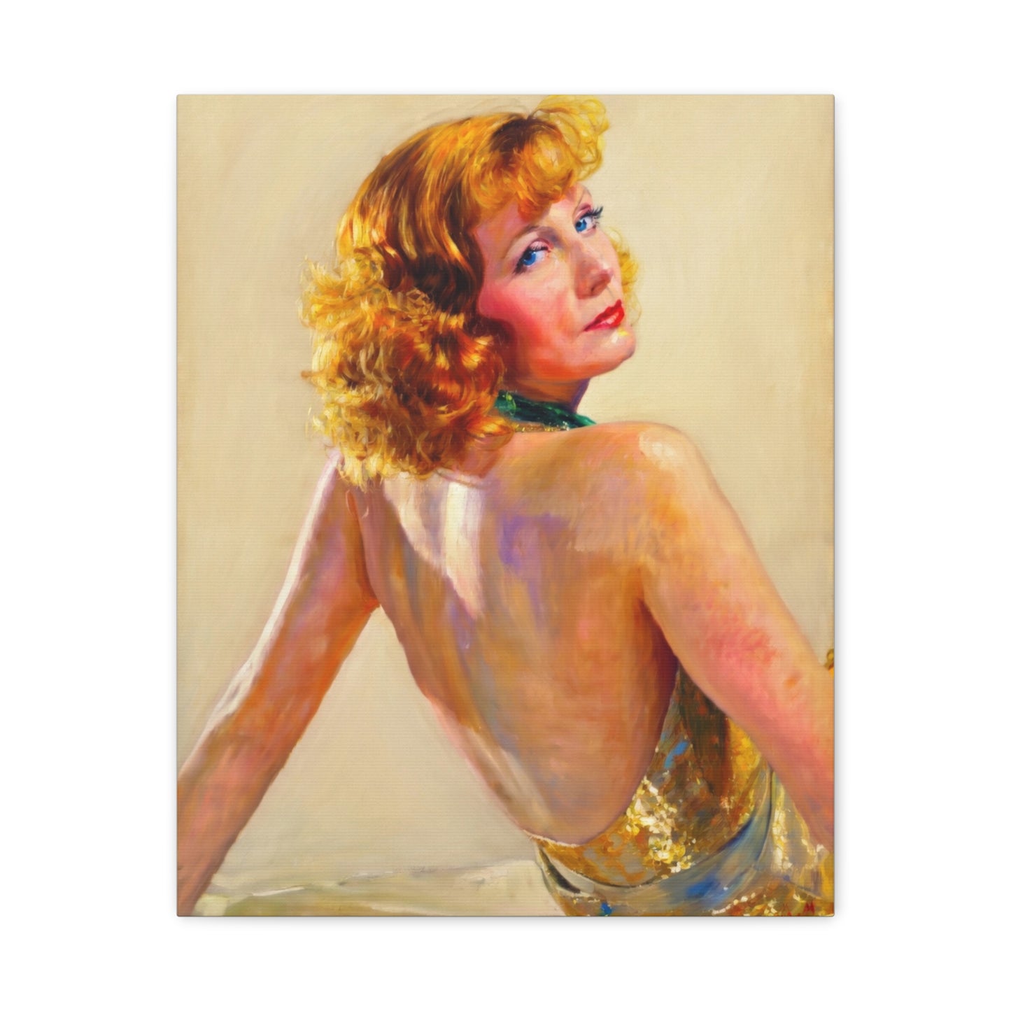 Vintage Greta Garbo Glam Portrait Canvas