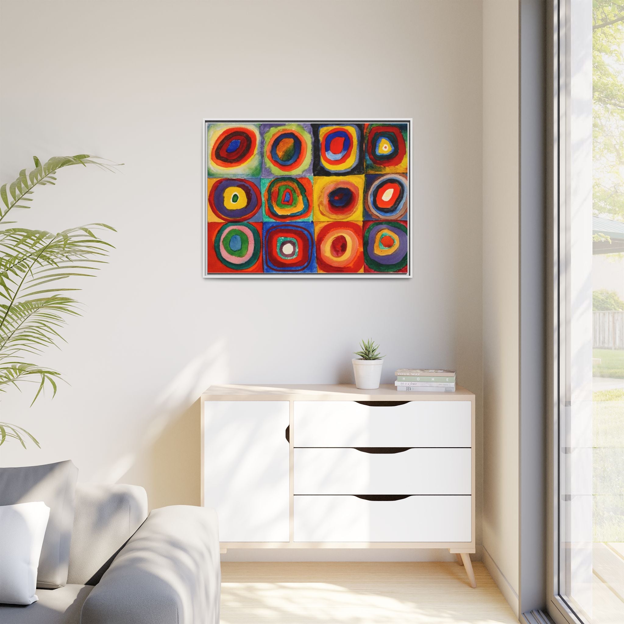 Colour Study, Squares with Concentric Circles by Vassily Kandinsky Framed Abstract Canvas Print