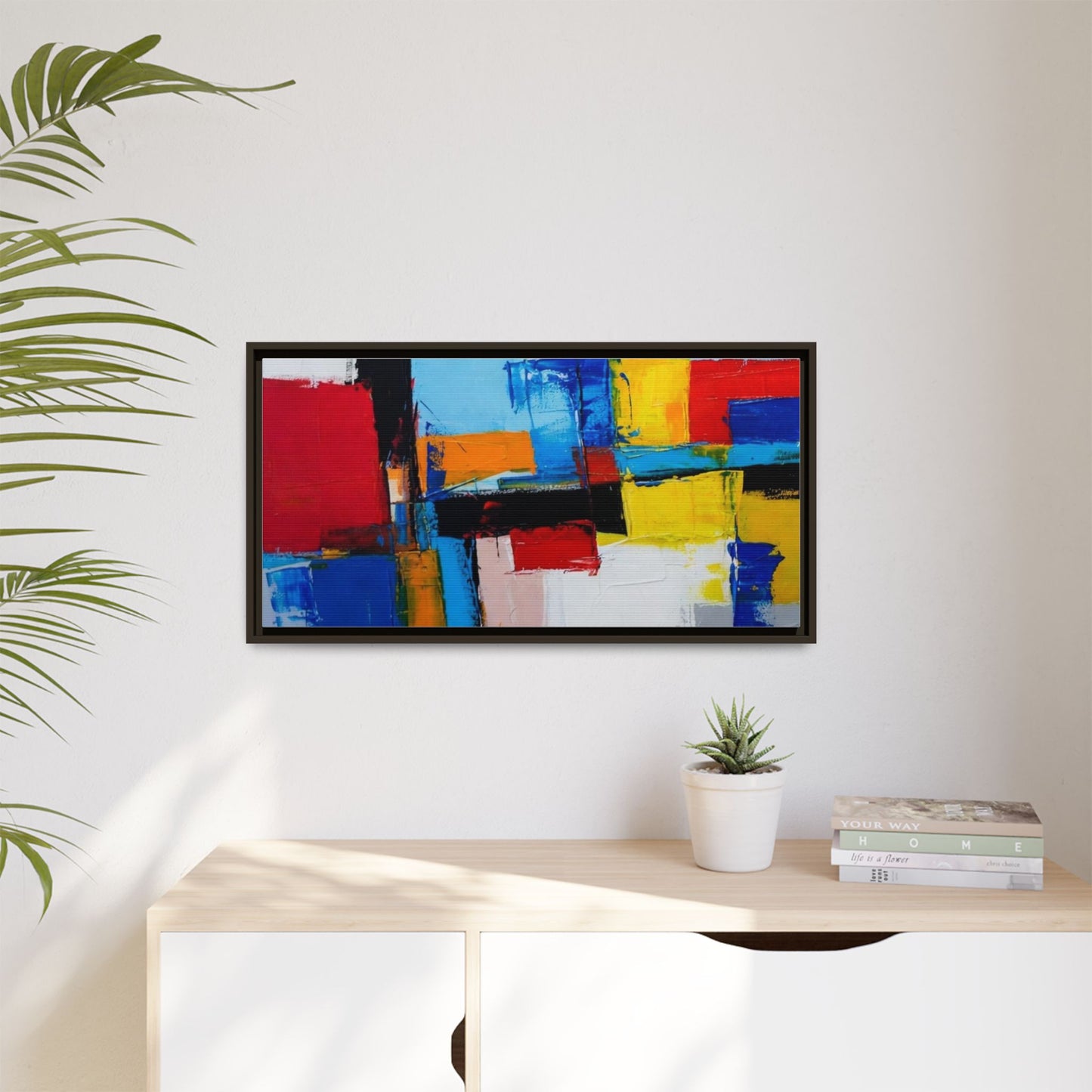 Abstract Color Block Matte Canvas Framed Wall Art