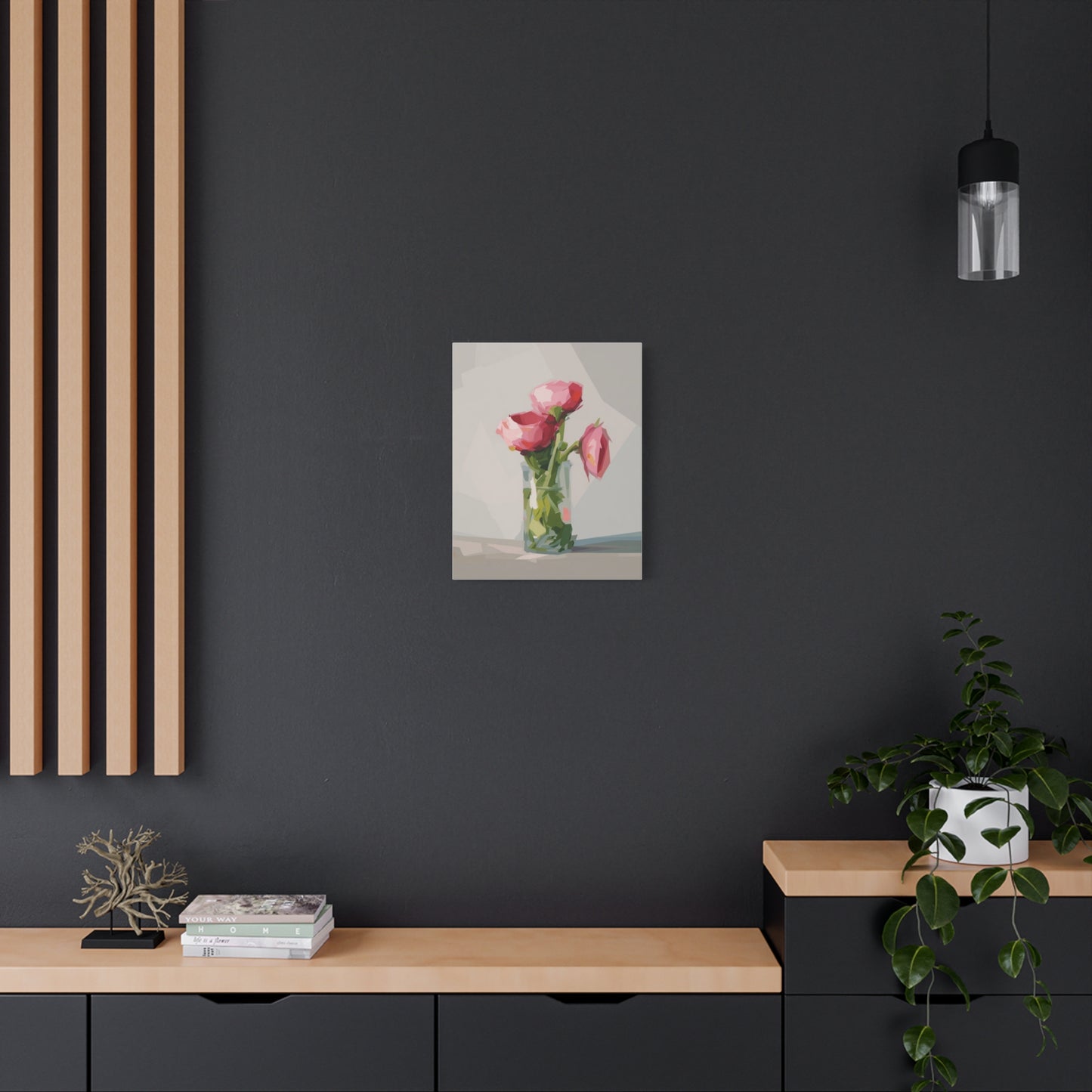 Pink Floral Vase Canvas Print — Stretched Matte Wall Art