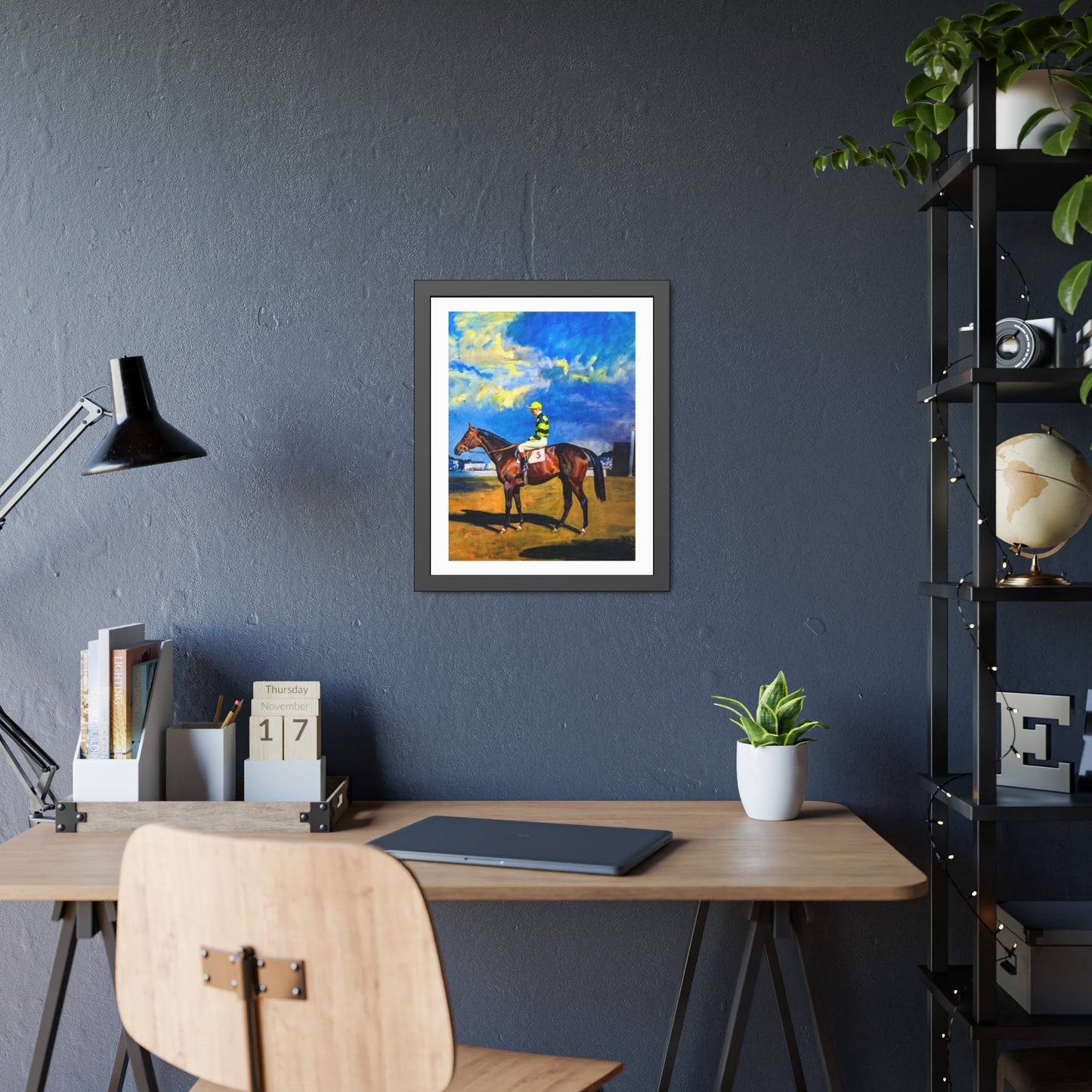 Framed Poster — Vintage Racehorse Jockey Art Print