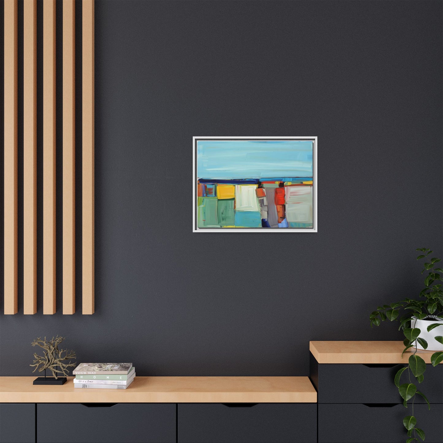 Abstract Coastal Blocks Matte Canvas Print (Framed)