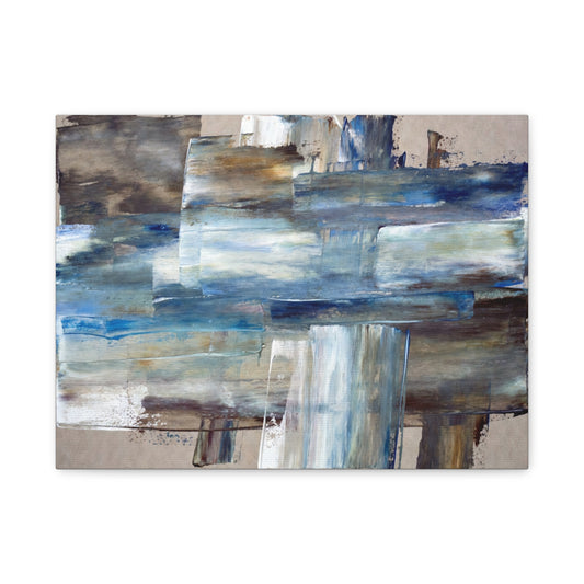 Abstract Blue Waterfall Matte Canvas Wall Art, Stretched 1.25"