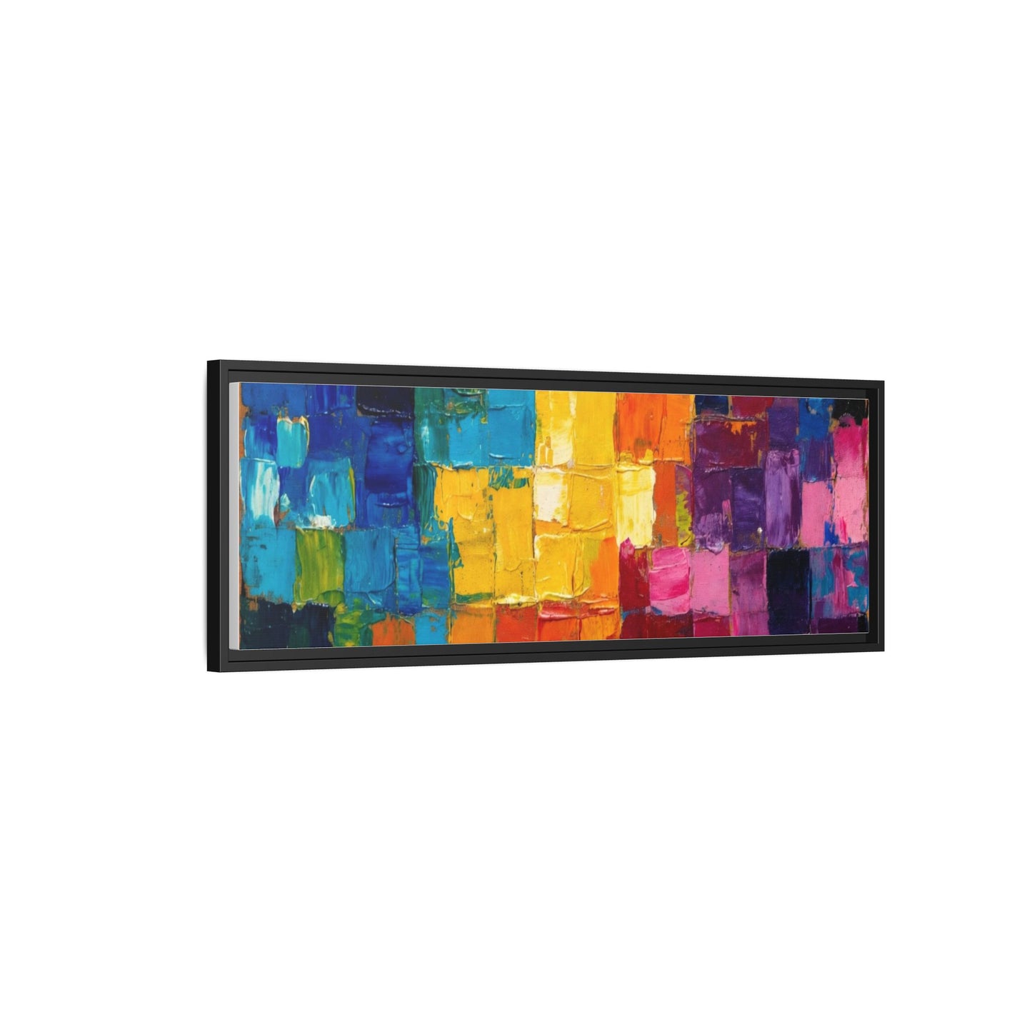 Abstract Rainbow Mosaic Framed Canvas Print — Colorful Modern Wall Art