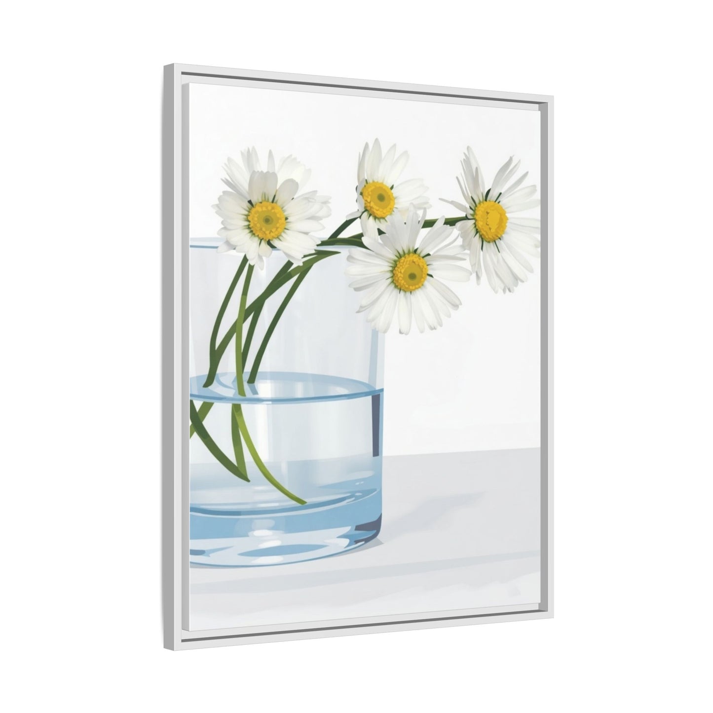 Framed Daisy Canvas Print — Minimal Botanical Wall Art
