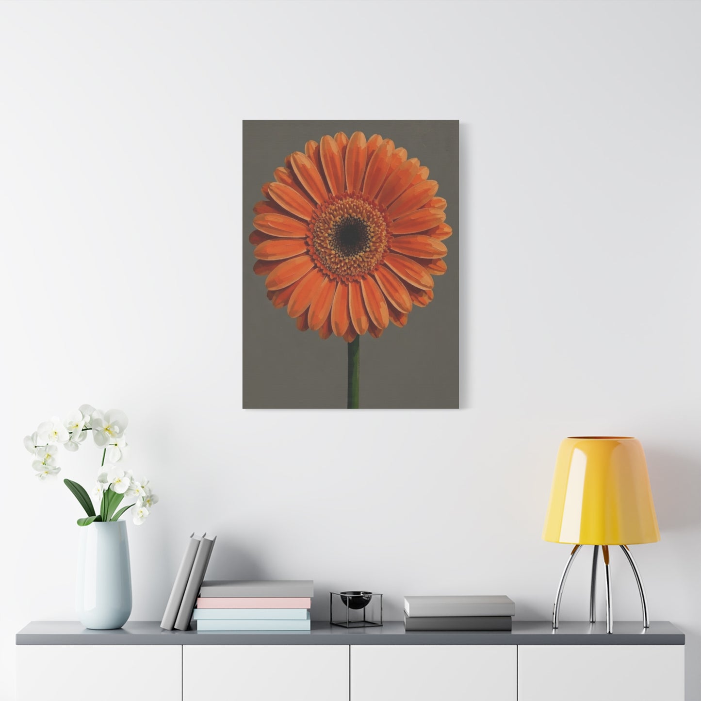 Orange Gerbera Flower Matte Canvas Print — Stretched Wall Art
