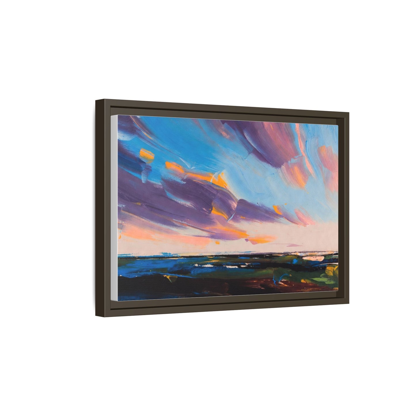 Framed Matte Canvas Abstract Seascape Sunset Art Print