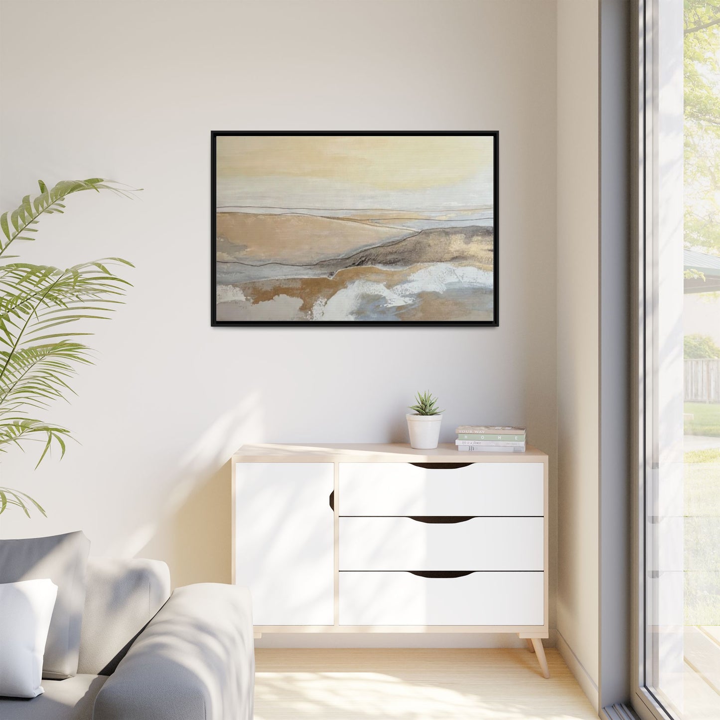 Framed Abstract Coastal Landscape Matte Canvas Wall Art