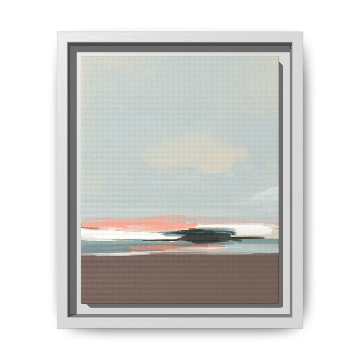 Framed Matte Canvas Print — Soft Coastal Abstract Landscape