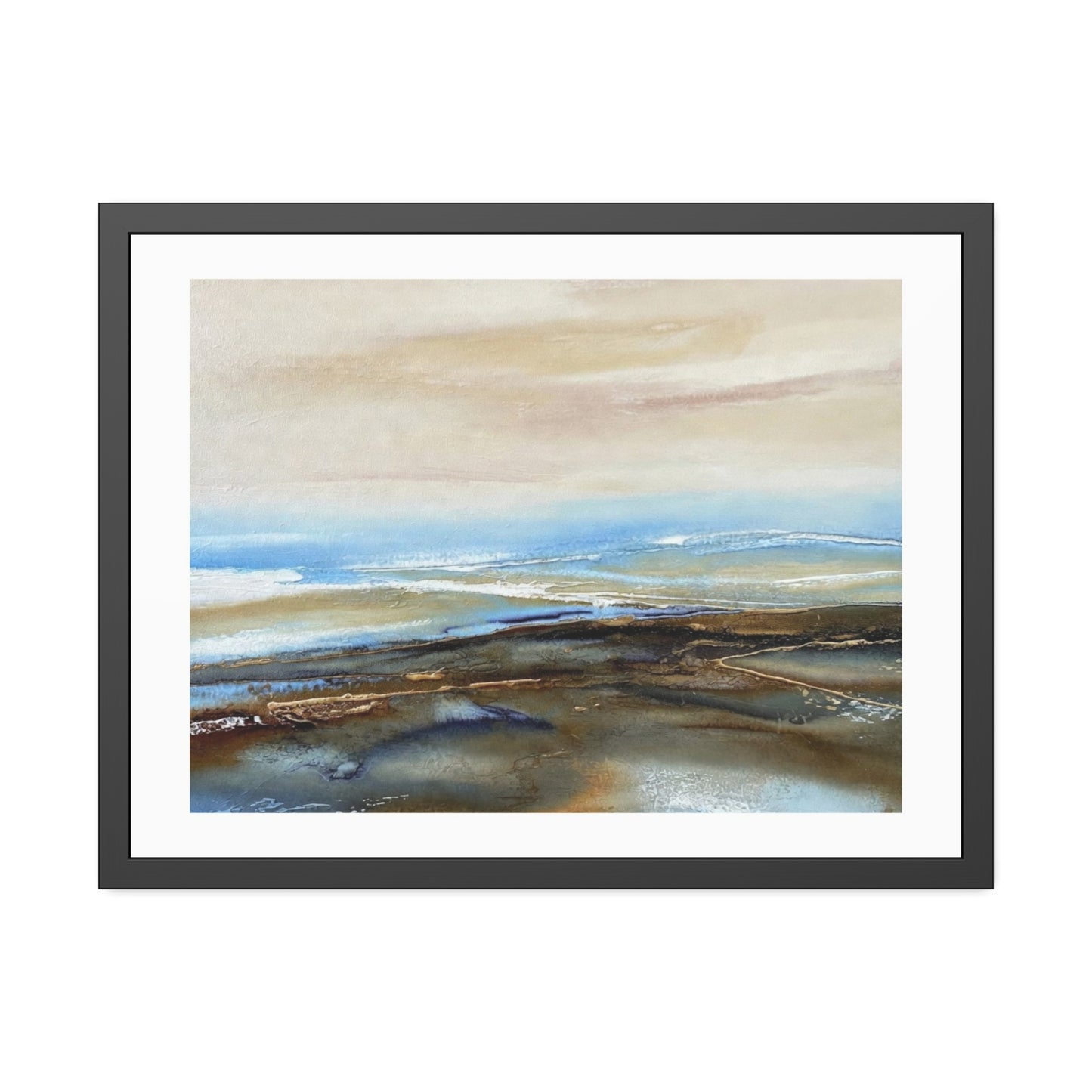 Framed Paper Poster — Abstract Coastal Watercolor Landscape Print
