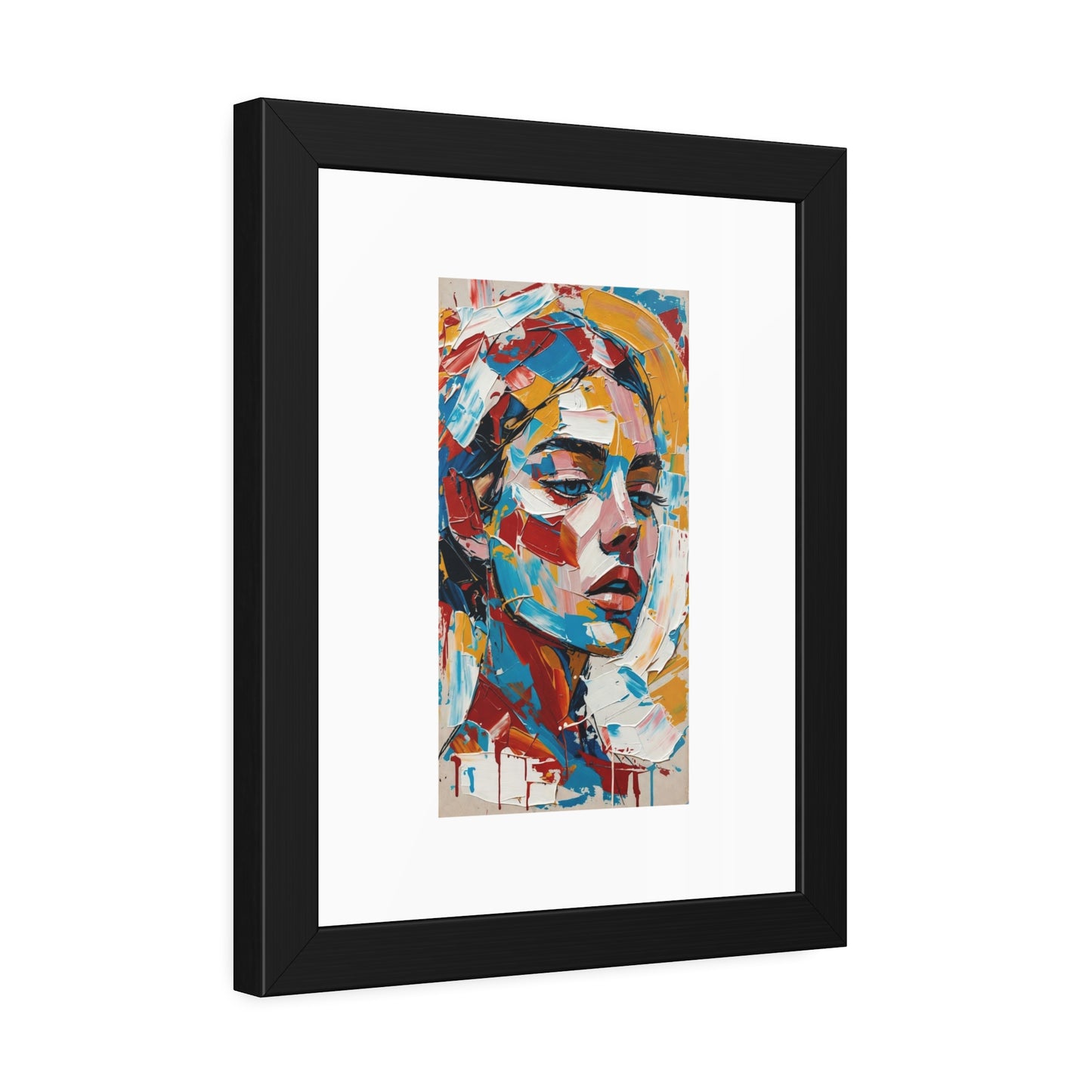 Abstract Colorful Portrait Framed Paper Poster – Modern Art Print for Home & Office
