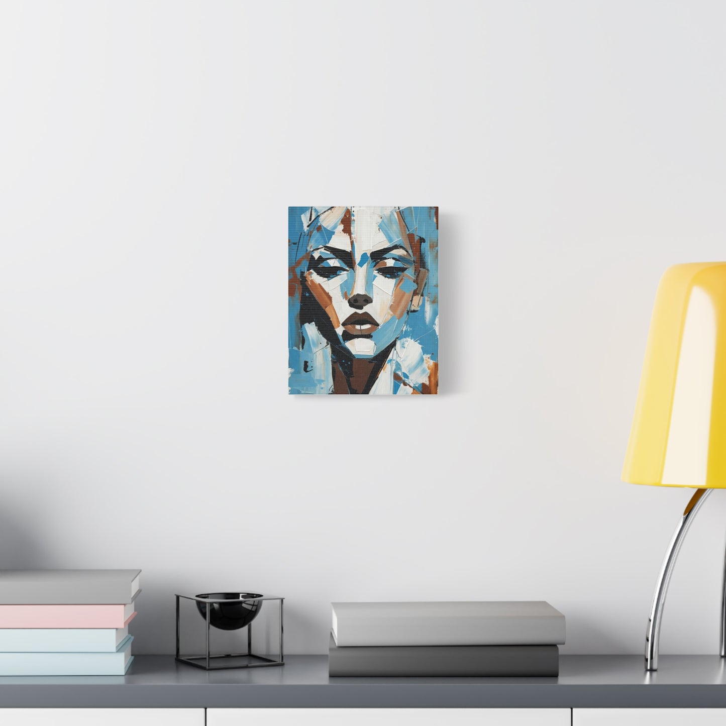 Abstract Blue Portrait Canvas Print — Modern Stretched Matte Wall Art