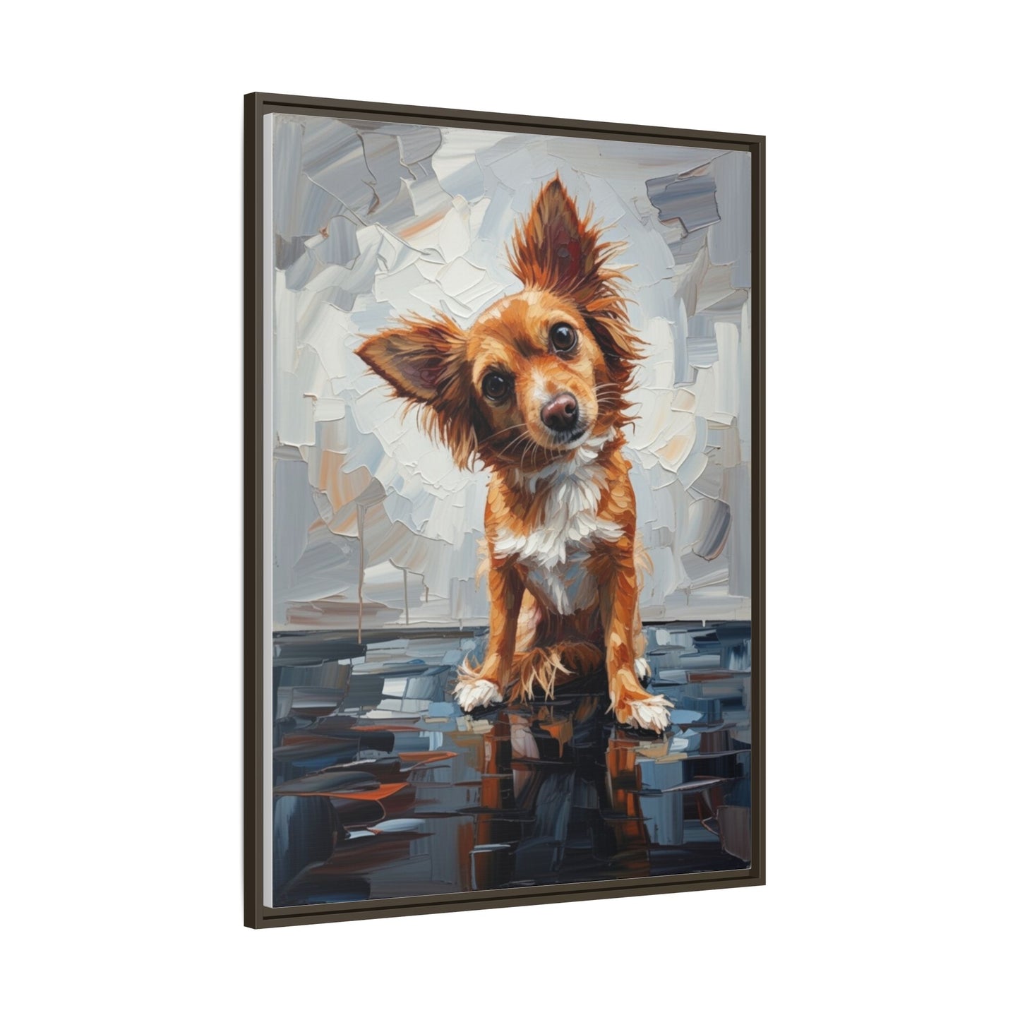 Framed Matte Canvas Print — Playful Brown Dog Portrait