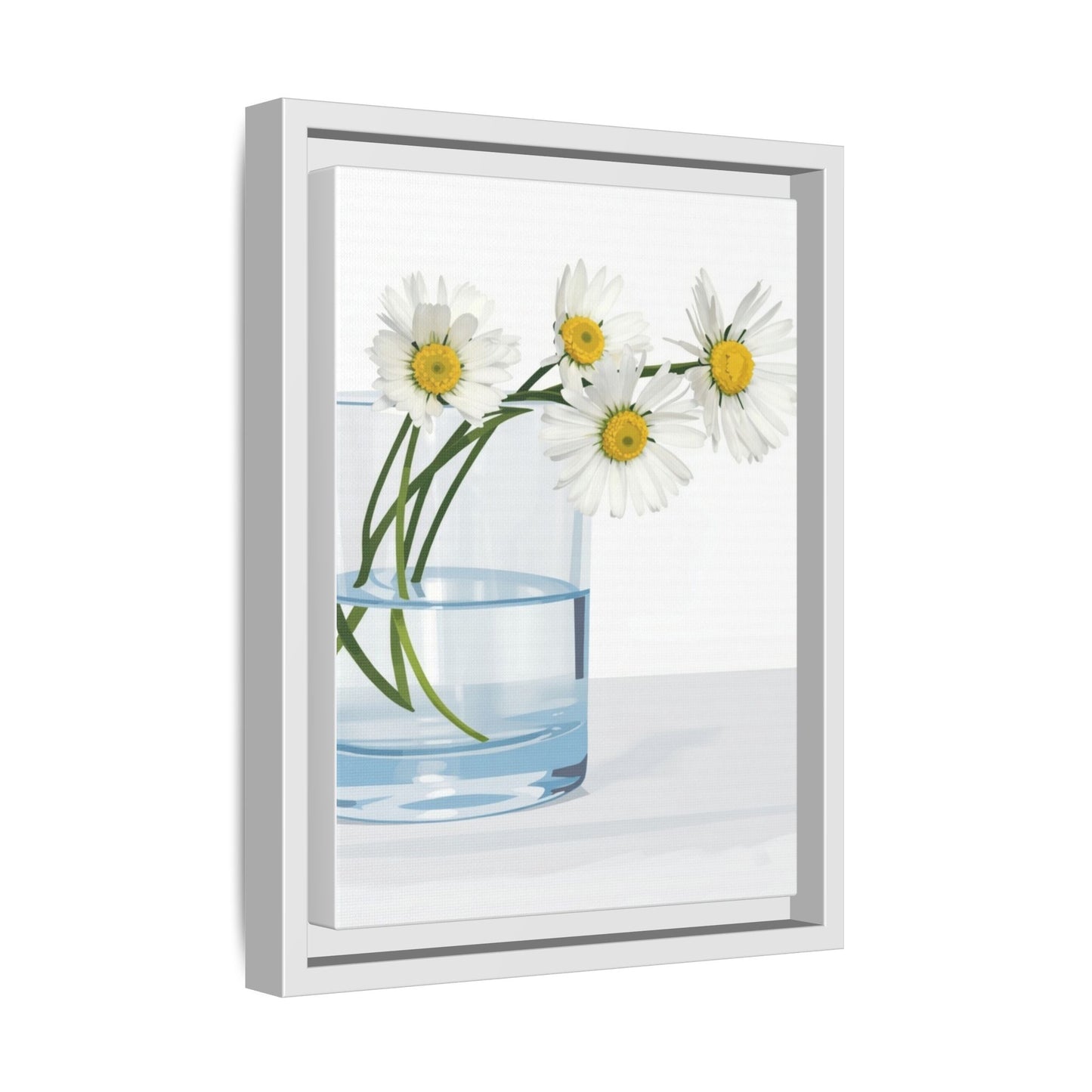 Framed Daisy Canvas Print — Minimal Botanical Wall Art