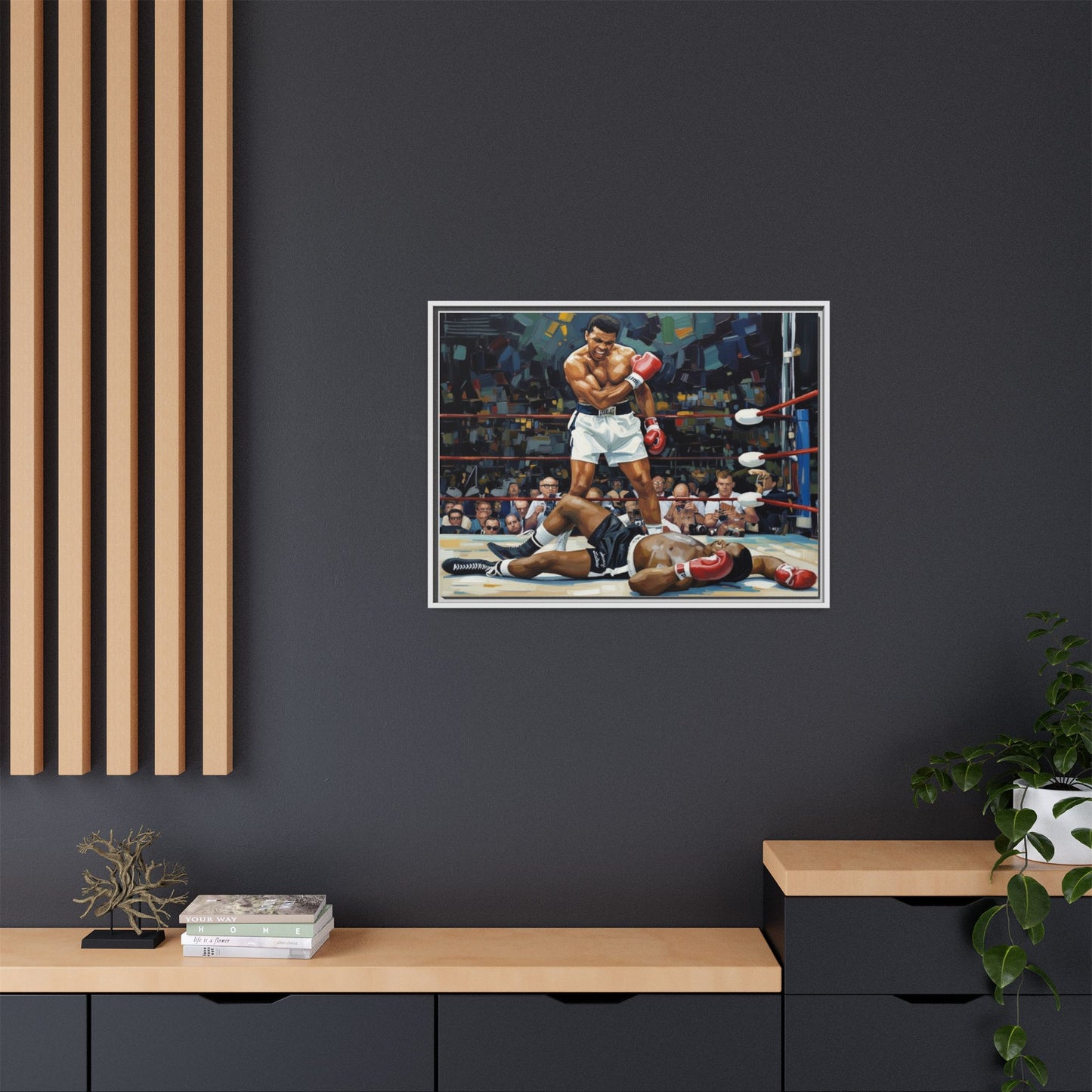 Framed Boxing Ring Canvas Print — Muhammad Ali Iconic Knockout Sport Art