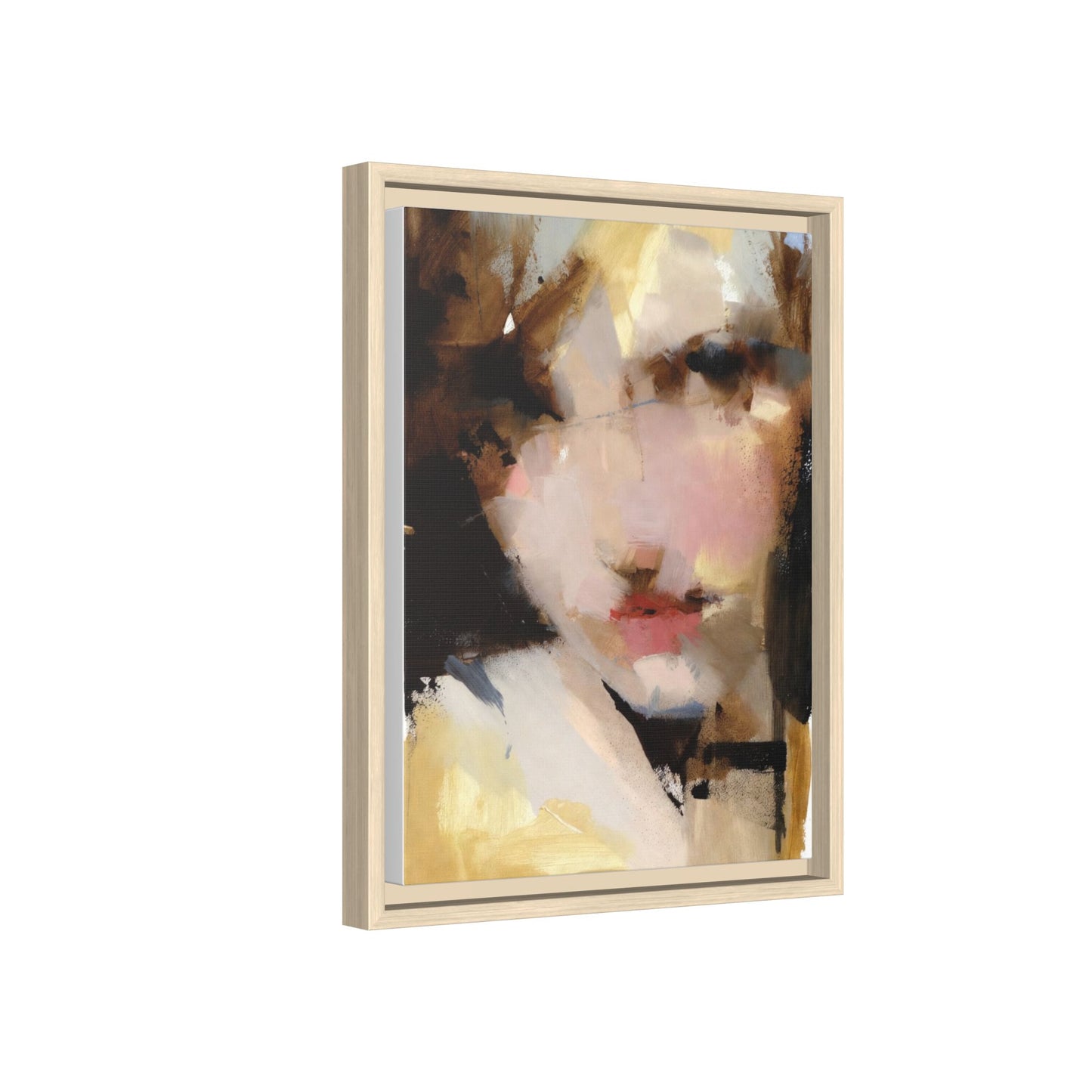 Abstract Portrait Matte Canvas Framed Print — Modern Feminine Wall Art
