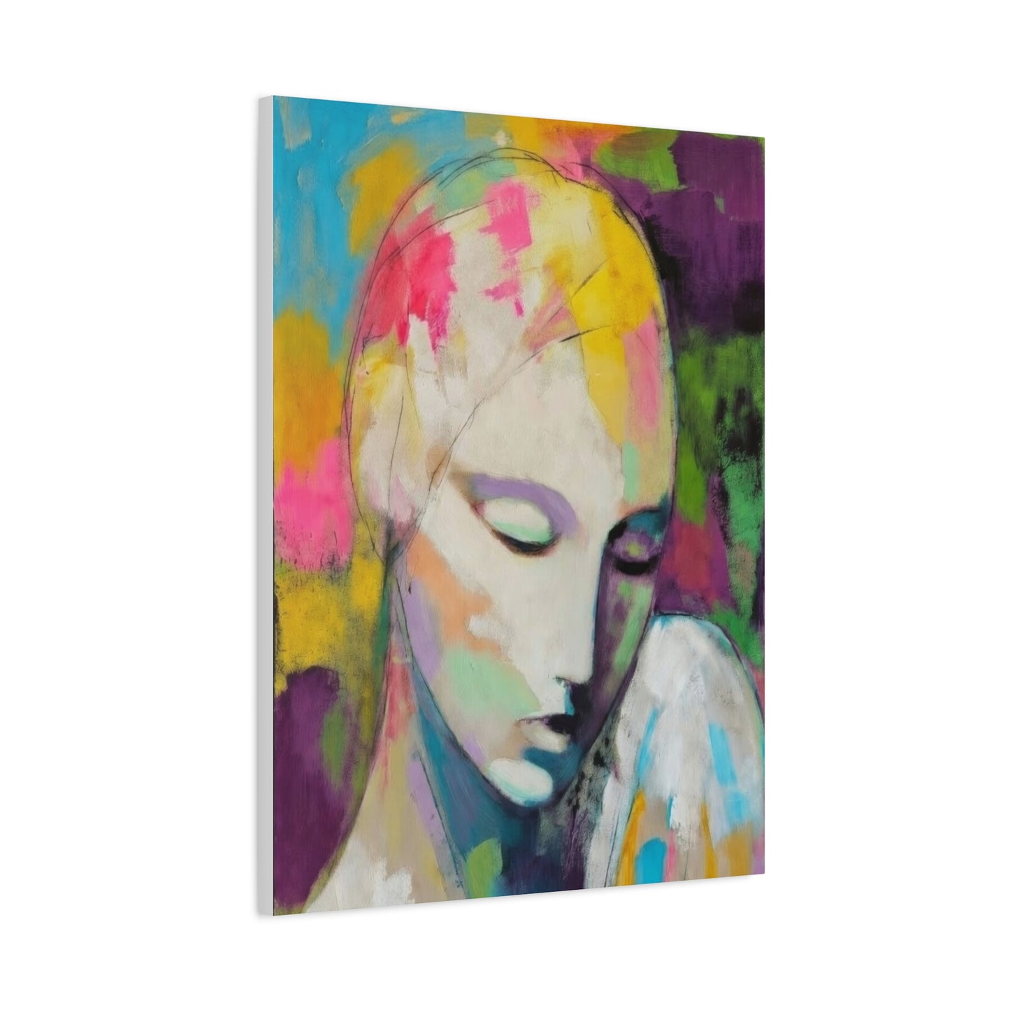 Abstract Angel Portrait Canvas - Colorful Modern Wall Art