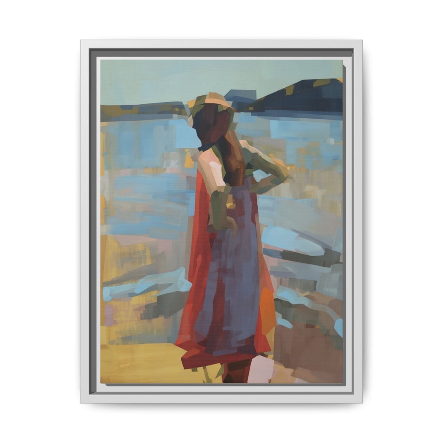 Framed Matte Canvas Print — Coastal Woman Abstract Art