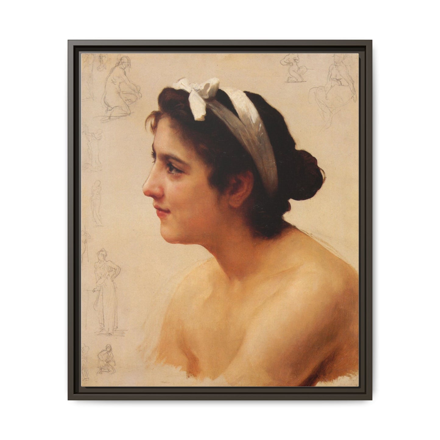 Study Of A Woman For Offering To Love by William Adolphe Bouguereau Framed Matte Canvas Print