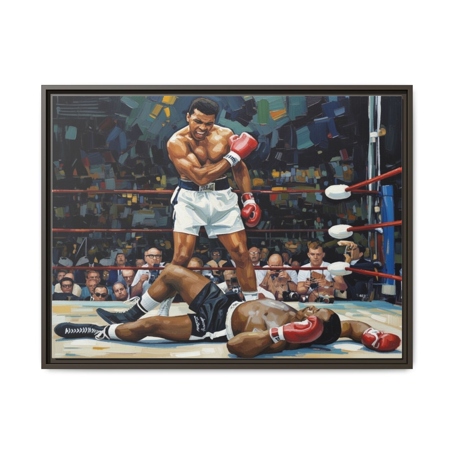 Framed Boxing Ring Canvas Print — Muhammad Ali Iconic Knockout Sport Art