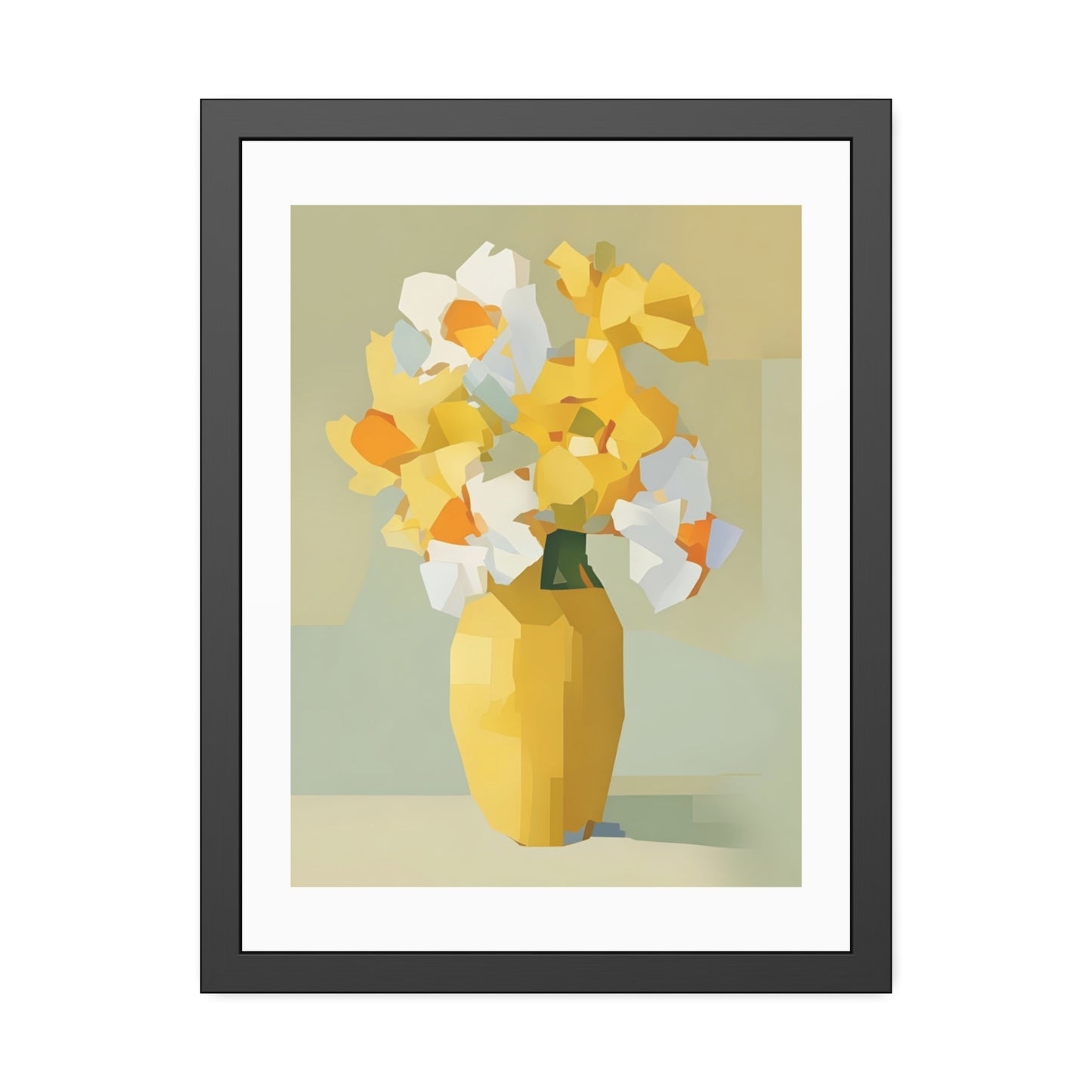 Framed Poster — Yellow Floral Vase Wall Art (Modern Abstract Bouquet)