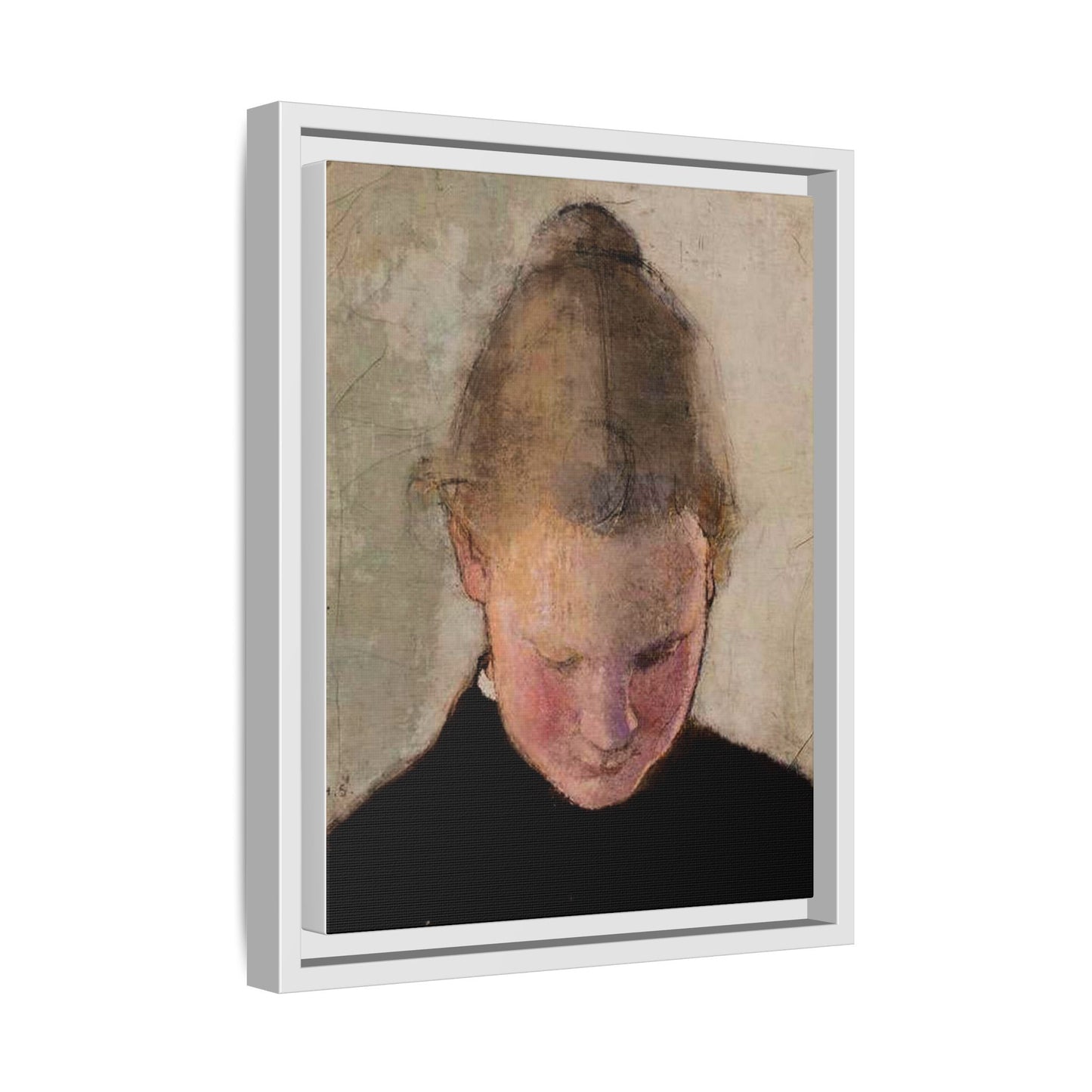 Lukeva tytto by Helena Schjerfbeck Framed Matte Canvas Art Print