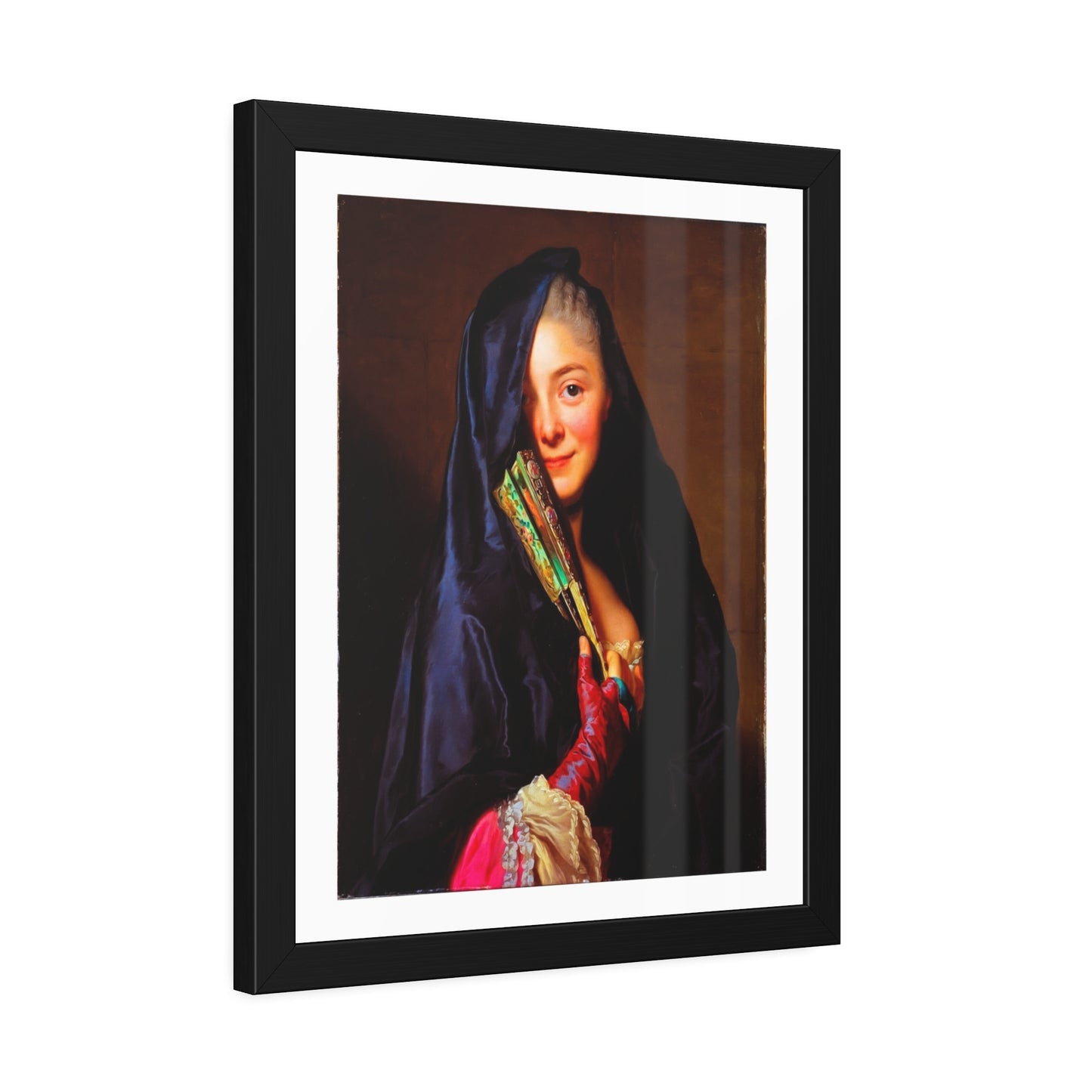 Framed Art Print — Woman with Fan Vintage Portrait Poster