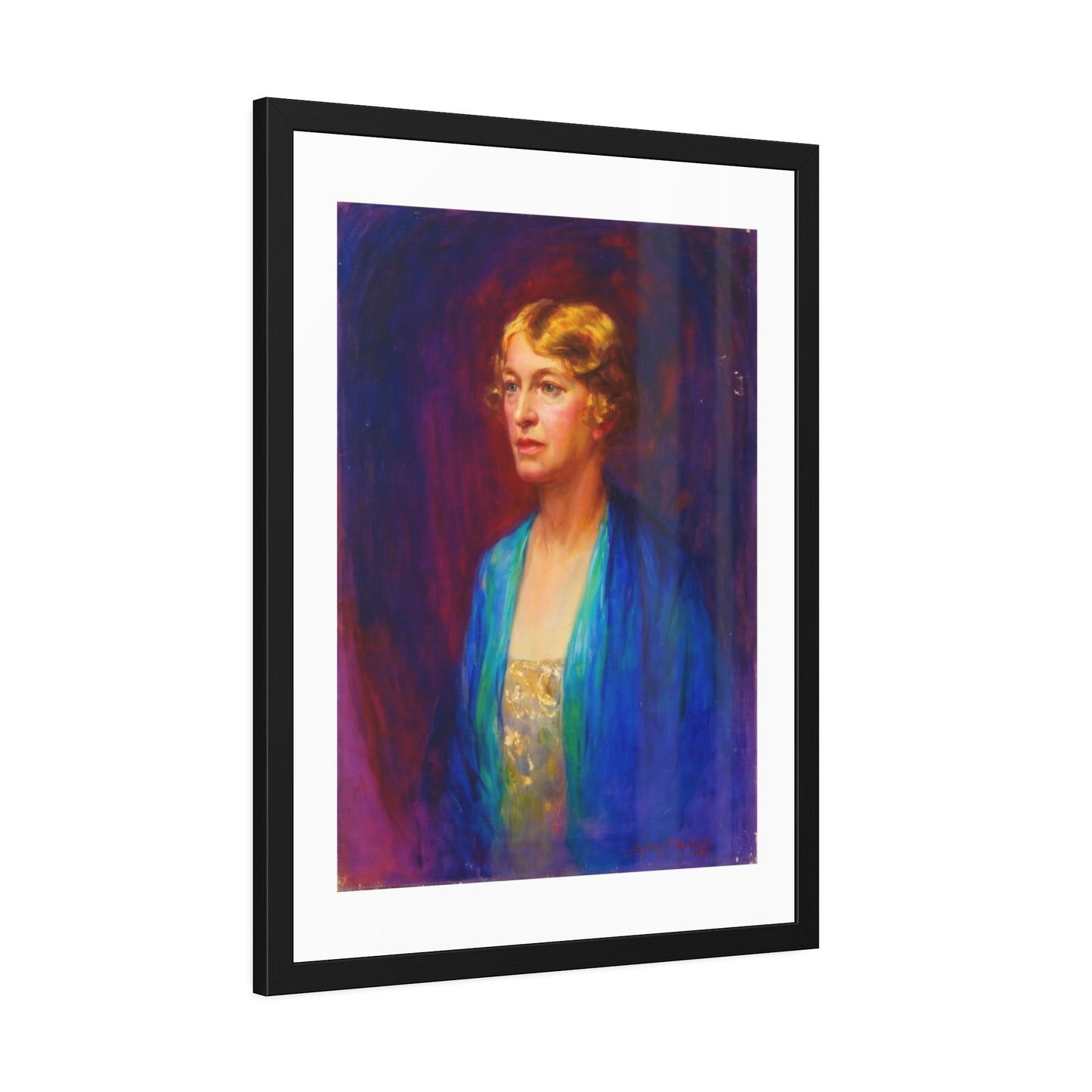 Framed Portrait Poster — Vintage Woman Oil-Style Art Print