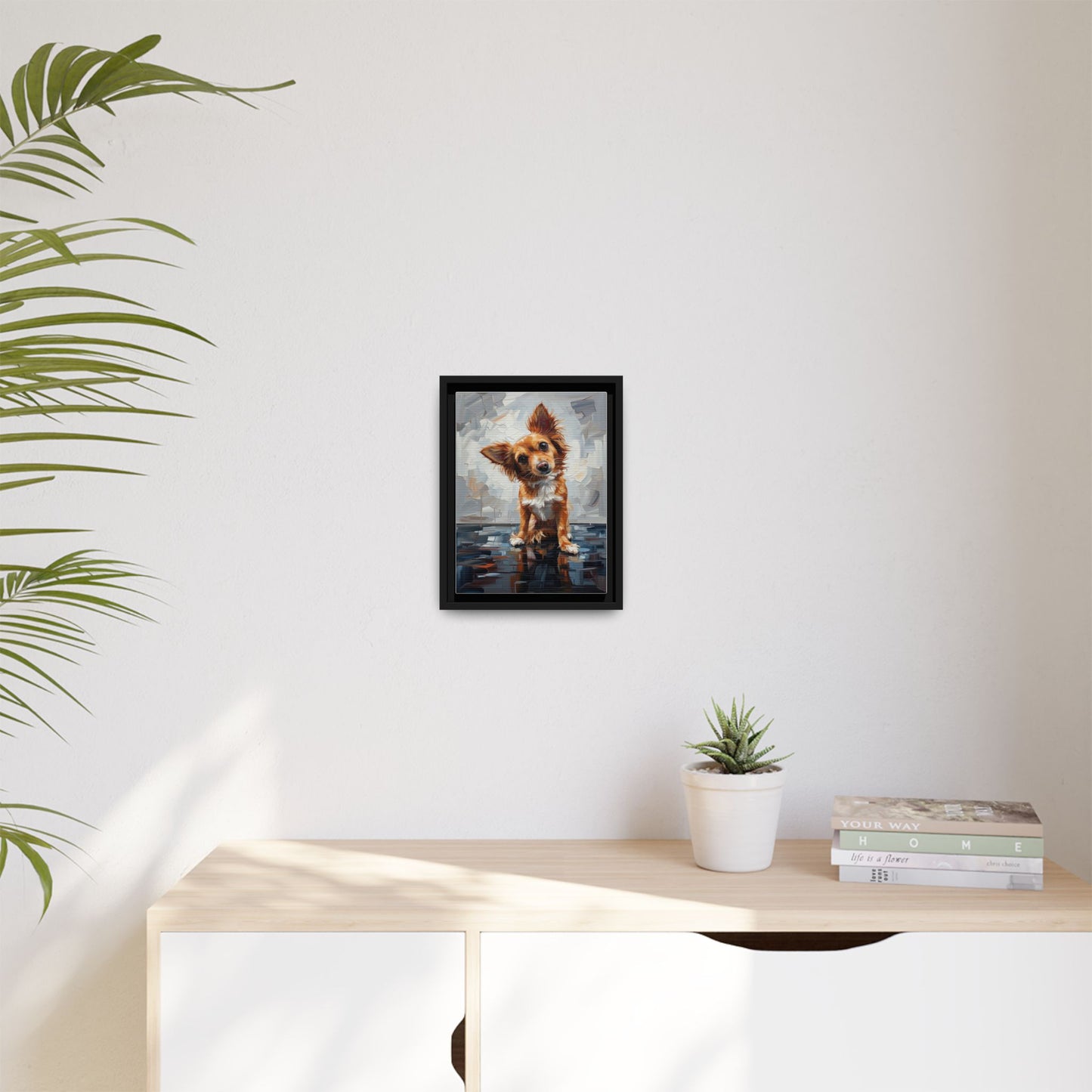 Framed Matte Canvas Print — Playful Brown Dog Portrait