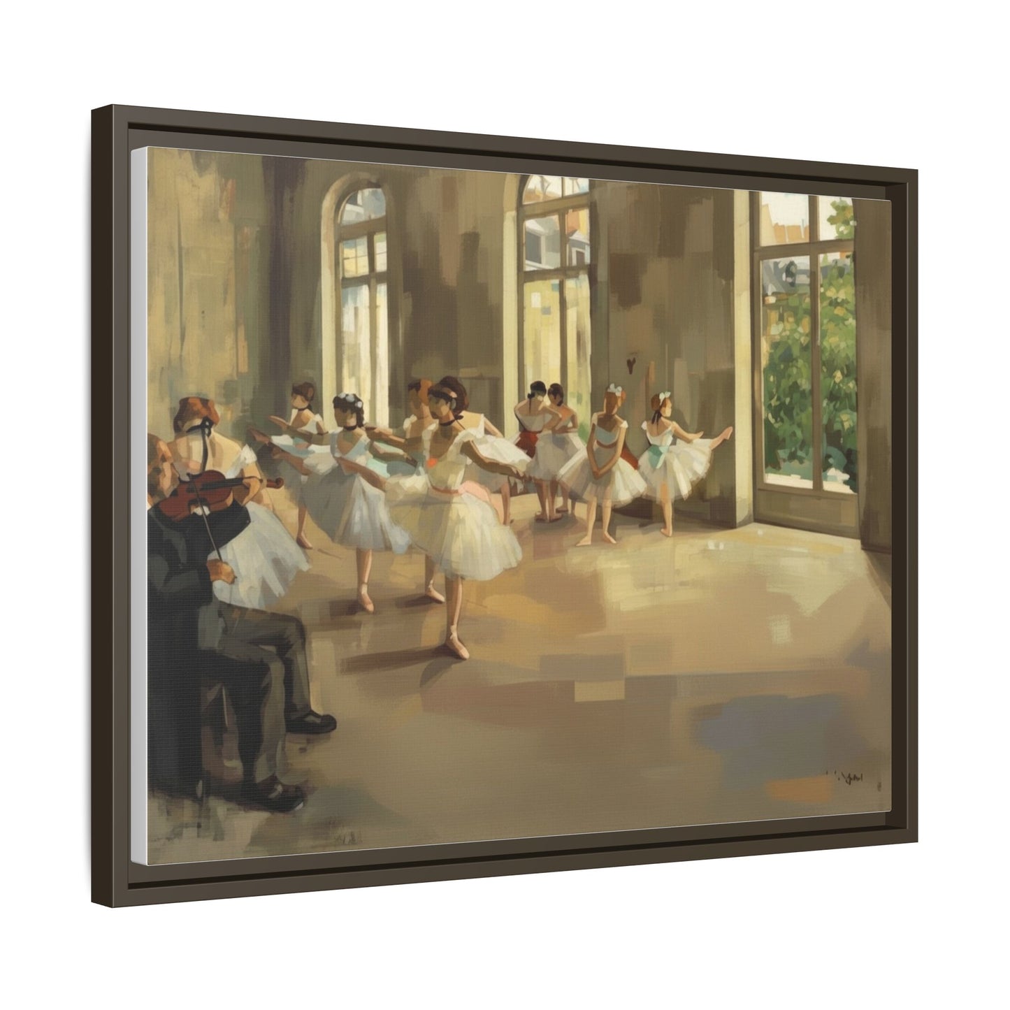 Framed Matte Canvas Print — Ballet Class Scene (Impressionist Dancers)