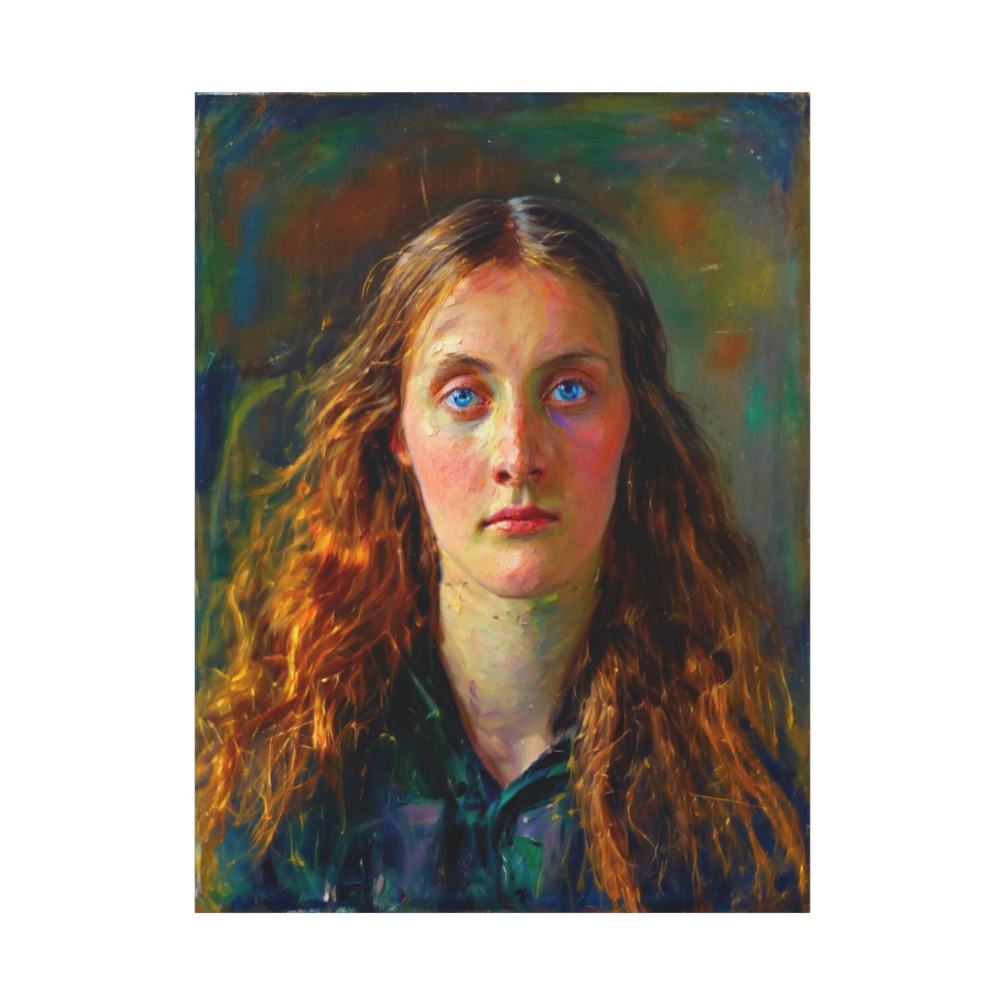 Portrait Canvas Print — Victorian Woman Oil Painting on Stretched Matte Canvas