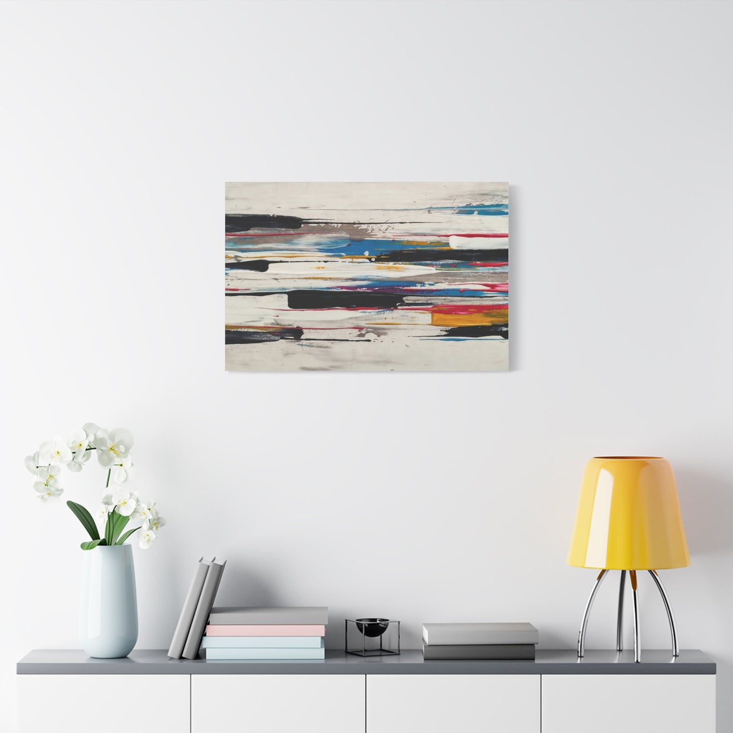 Abstract Color Streaks Matte Canvas Print — Modern Horizontal Wall Art