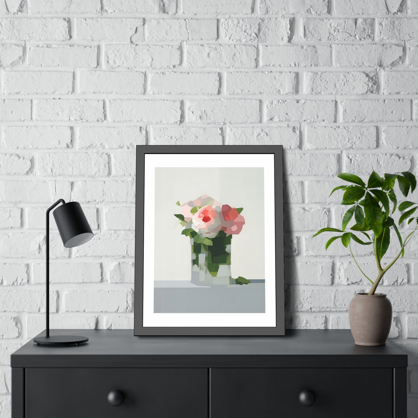 Framed Floral Poster — Modern Abstract Peony Art Print