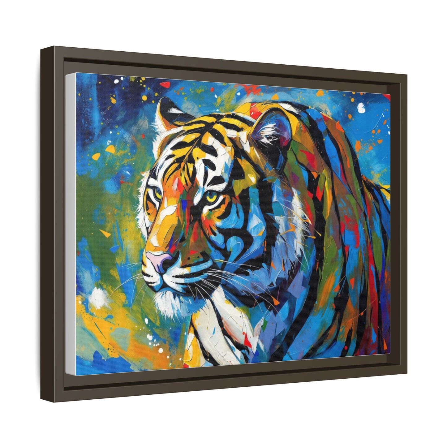 Colorful Tiger Matte Canvas Framed Art — Vibrant Wildlife Wall Decor