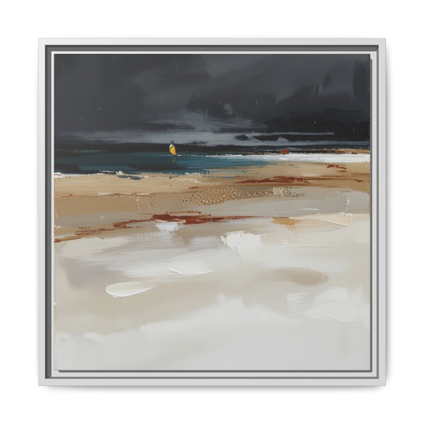 Framed Matte Canvas Beachscape Art Print — Coastal Abstract Wall Decor
