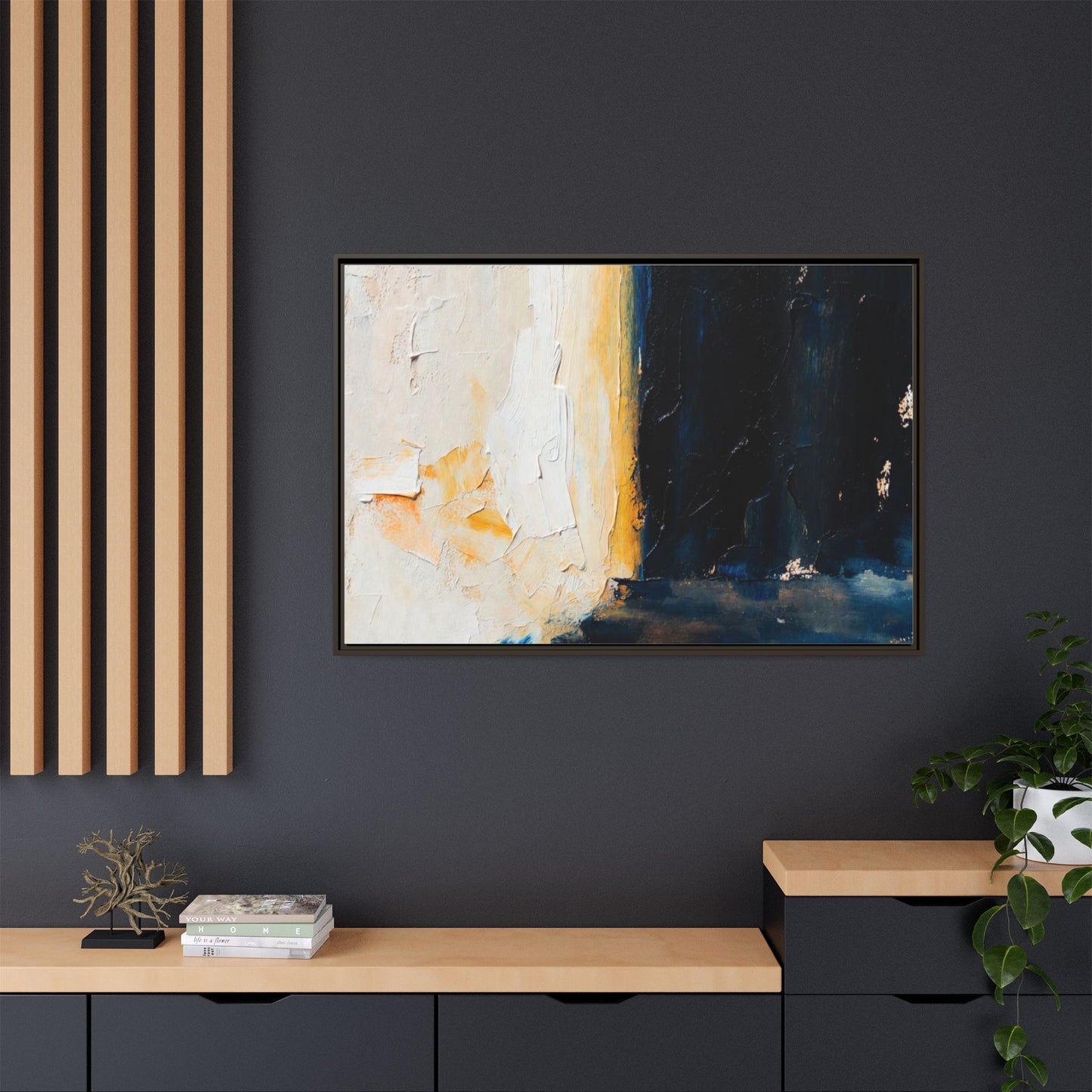 Abstract Coastal Texture Framed Canvas Art — Matte Multi-Color Wall Print