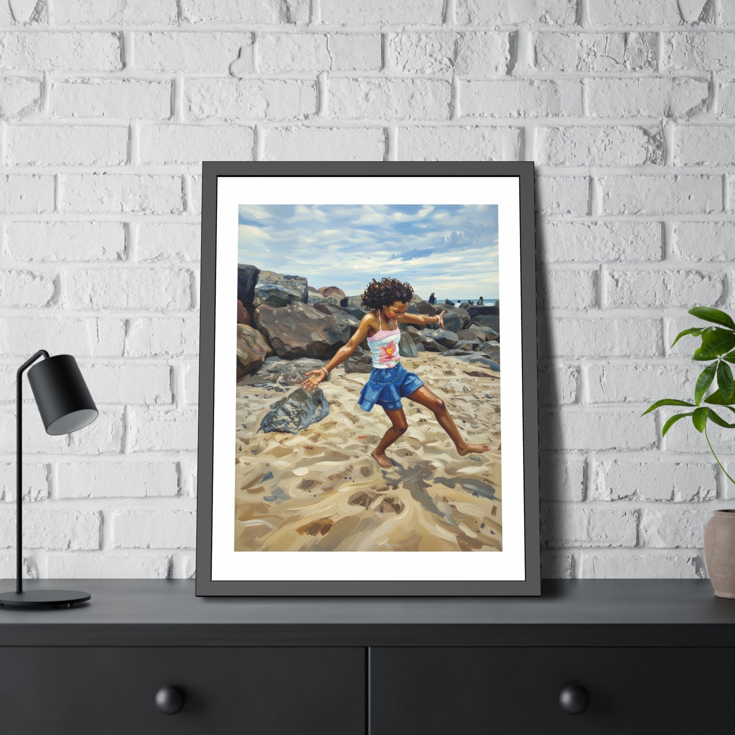 Framed Poster - Joyful Beach Dance Art Print