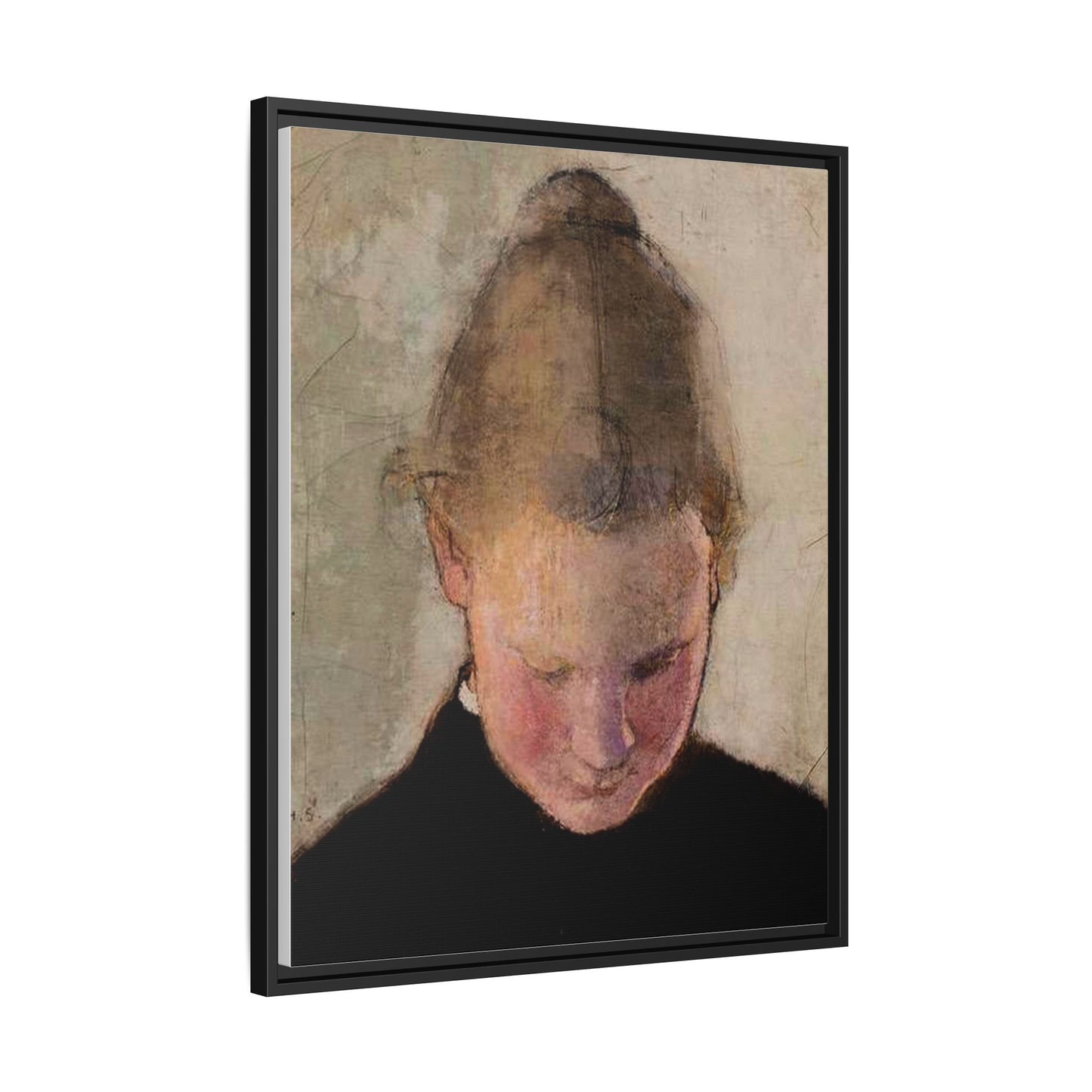 Lukeva tytto by Helena Schjerfbeck Framed Matte Canvas Art Print